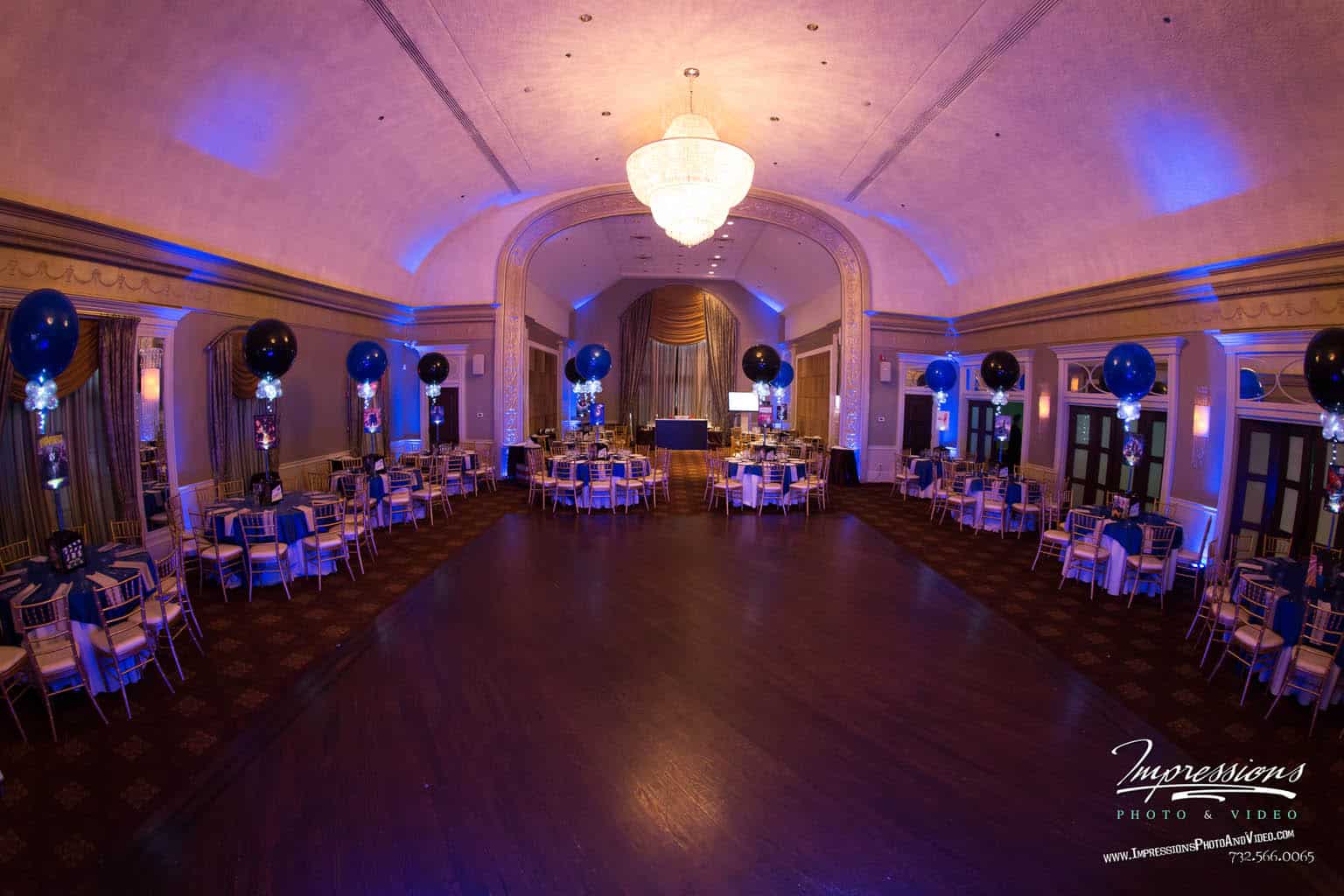 Movie Themed Bar Mitzvah with Alternating Black and Blue Balloons at Maplewood Country Club