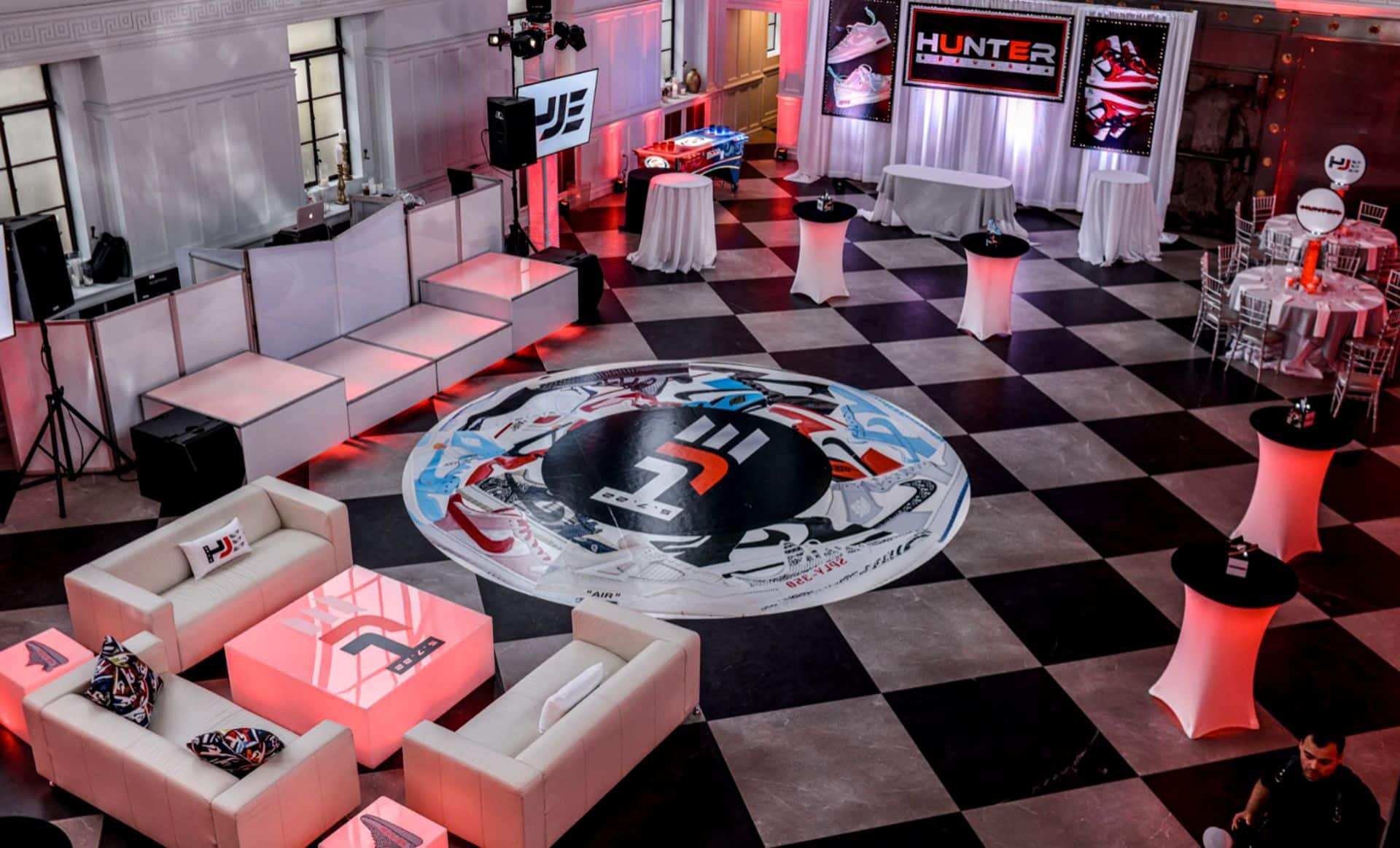 Sneaker Themed Bar Mitzvah with Custom Lounge, Dance Floor Decal and Blowup Photos at Felina, Ridgewood