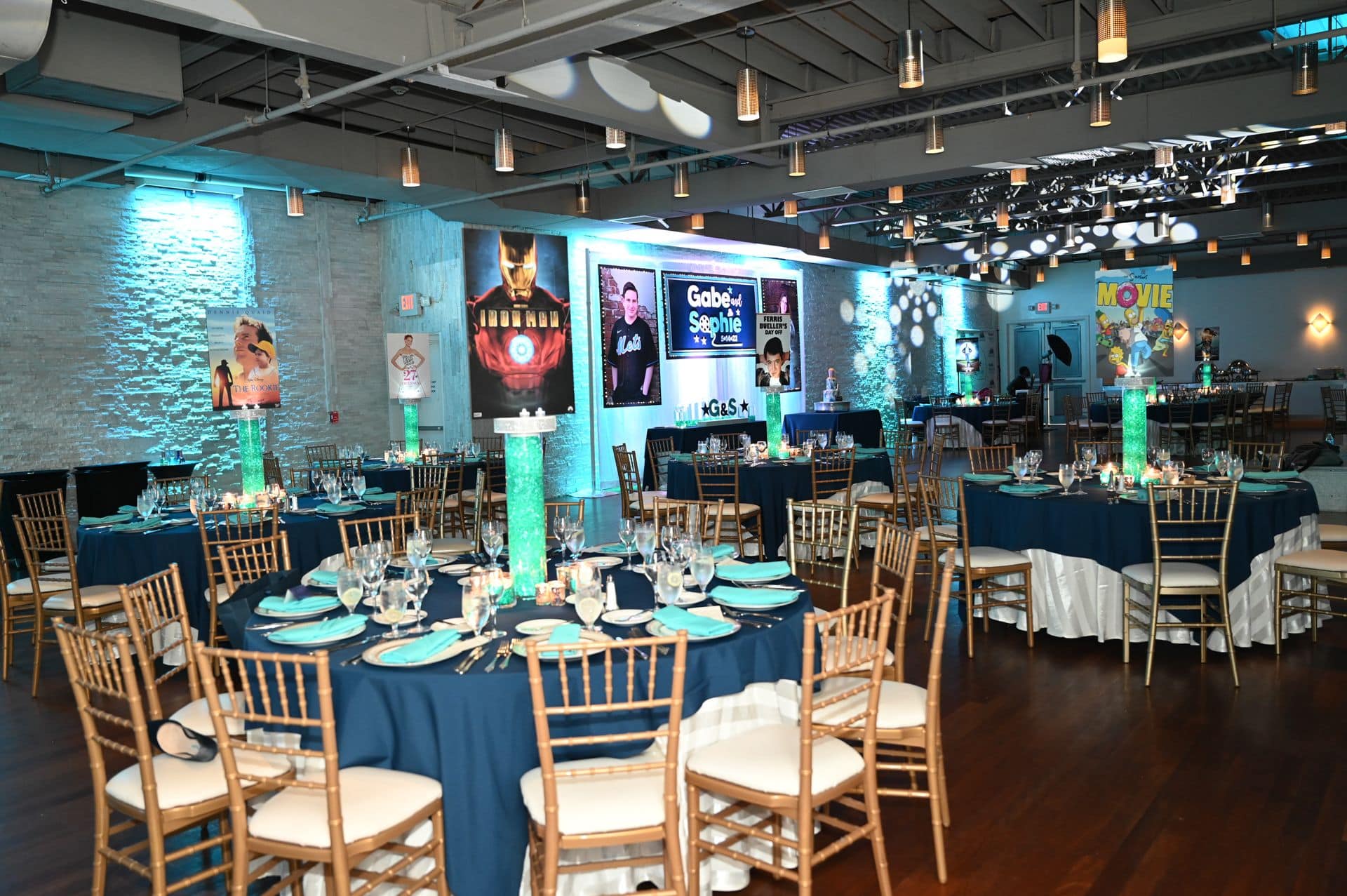 Movie Themed B'nei Mitzvah with LED Centerpieces and Custom Backdrop at The Loft at Wilshire Grand