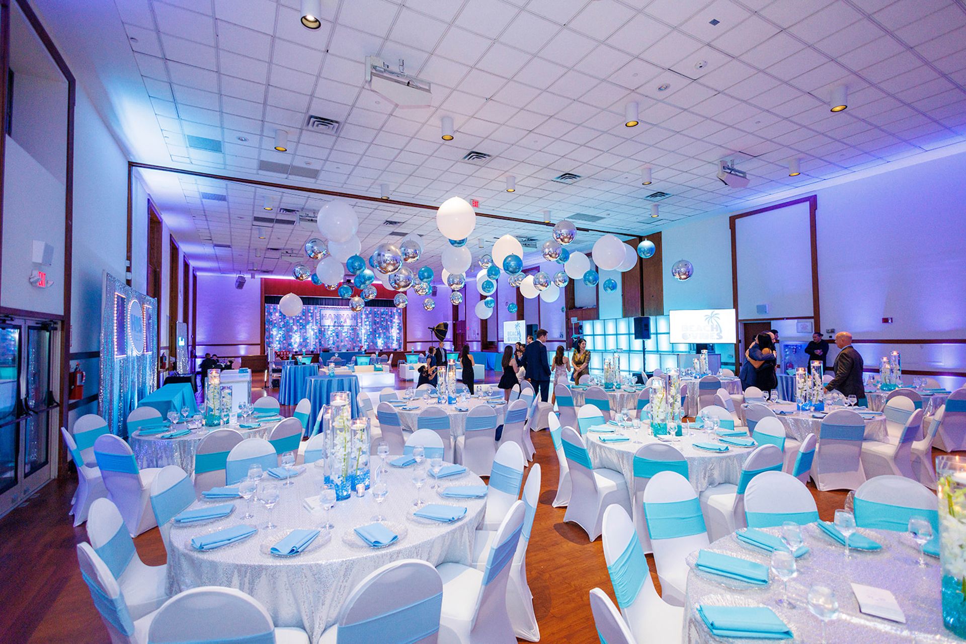 Blue Beach Themed Bat Mitzvah Party at Temple Israel Center