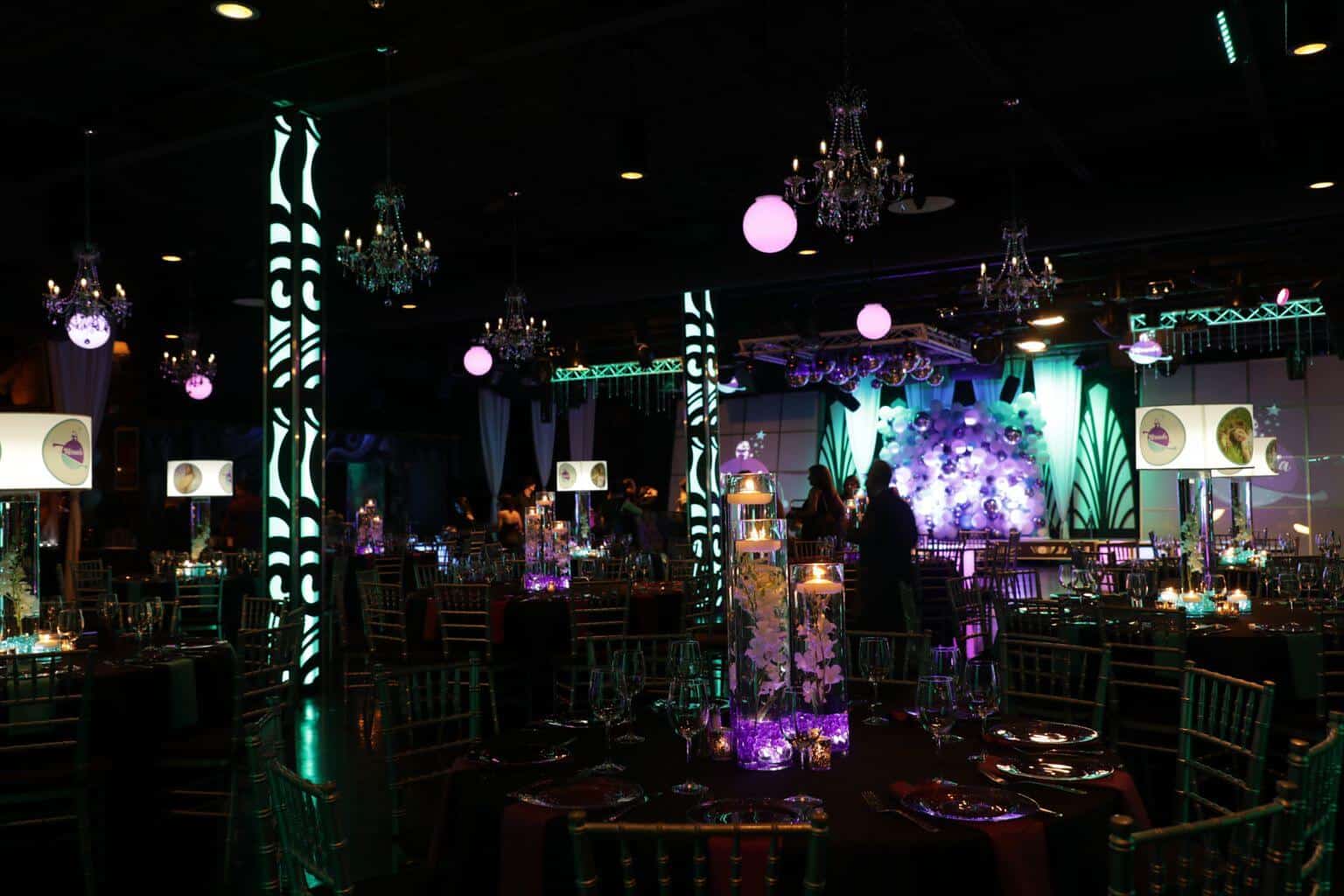 LED Orchid Centerpieces and LED Lampshade Centerpieces at Powerhouse Studios, Paramus