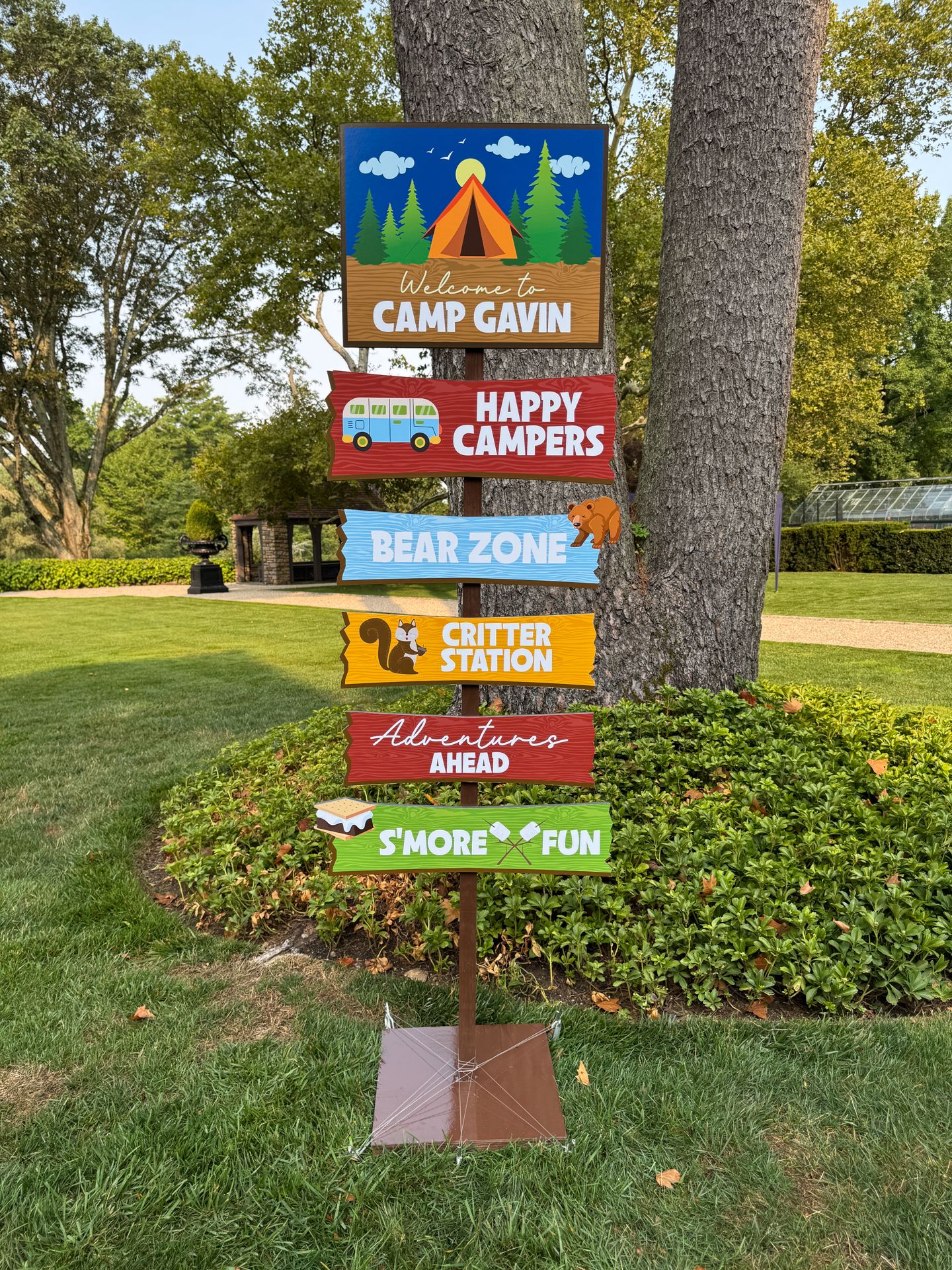 Camp Themed Directional Sign For Outdoor Birthday Party