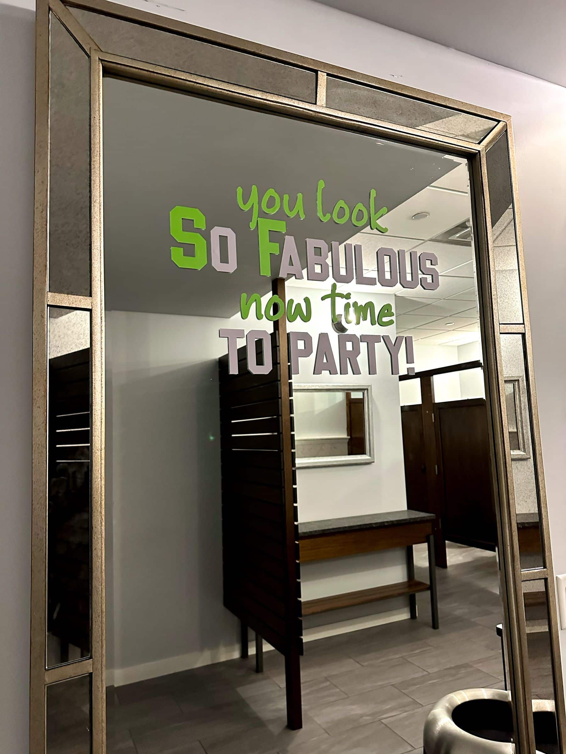 Custom Vinyl on Bathroom Mirror for Bar Mitzvah