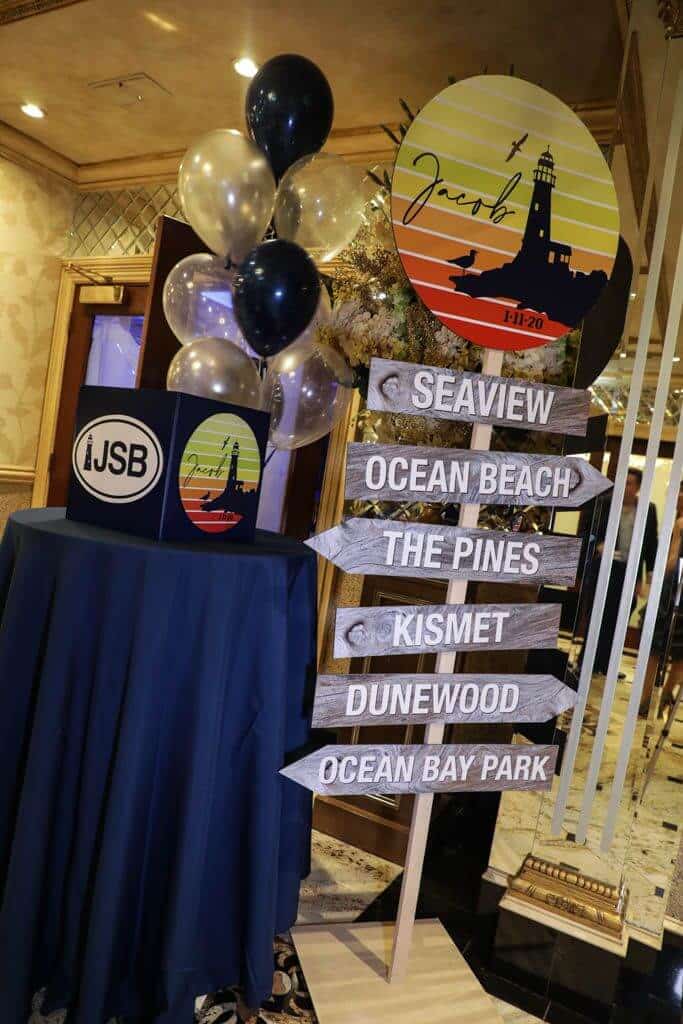 Custom Beach Theme Directional Sign for Fire Island Themed Bar Mitzvah
