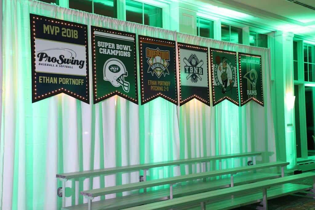 Team Pennant Stadium Display with Bleachers for ESPN Themed Bar Mitzvah