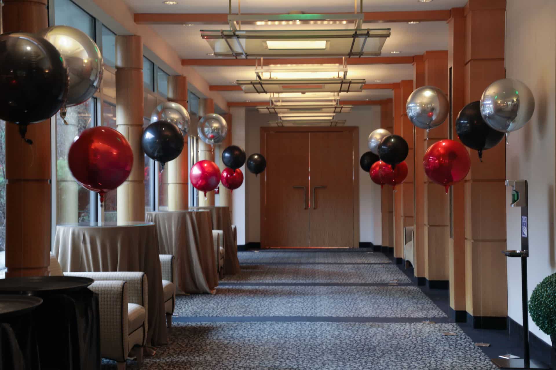 Free Standing Balloon Orbz on Hallway