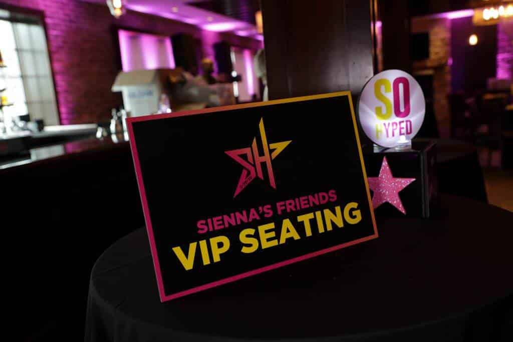 VIP Seating Sign with Custom Logo for Bat Mitzvah
