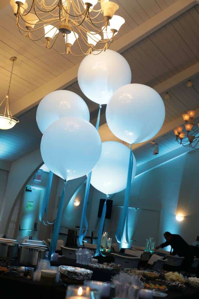 White Balloons and Tassels Display for Wedding Party at Temple Beth Sholom, New City