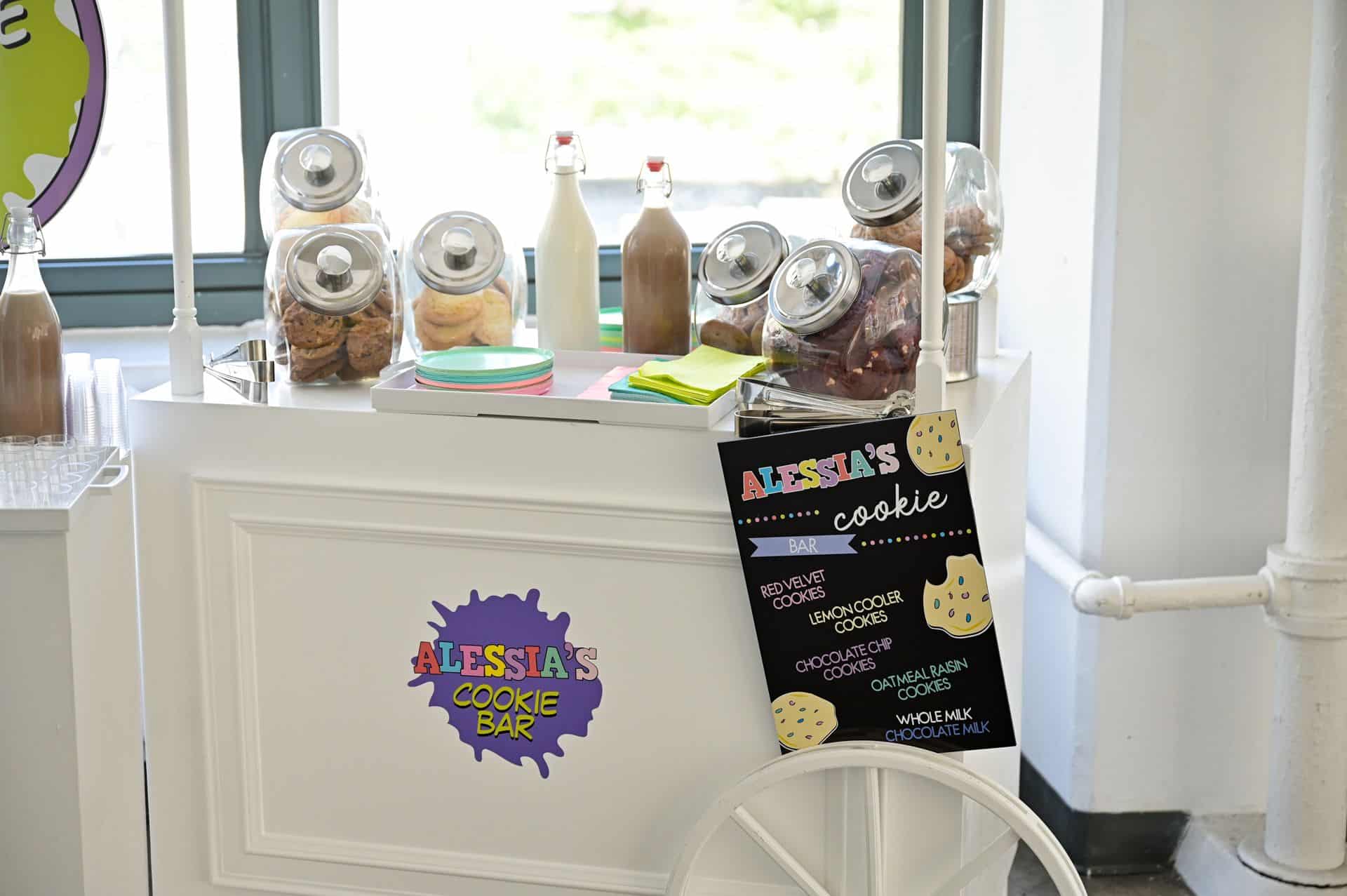Custom Cookie Bar Signage and Decal for Funhouse Themed Birthday