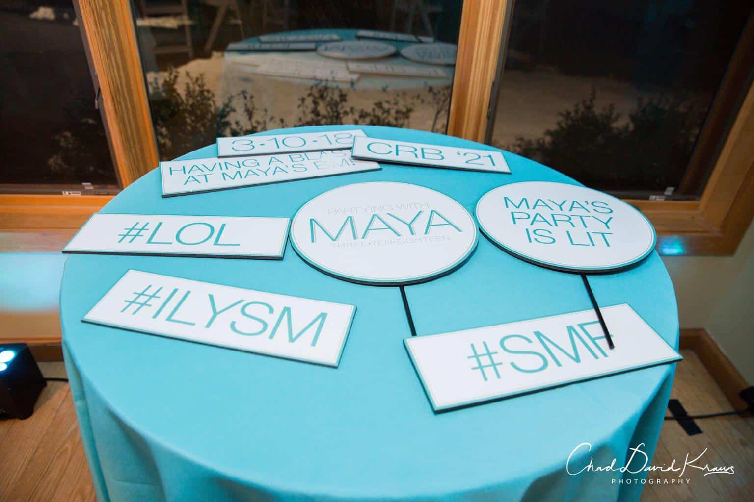 Custom Photo Booth Props with Logos and Slogans for Bat Mitzvah