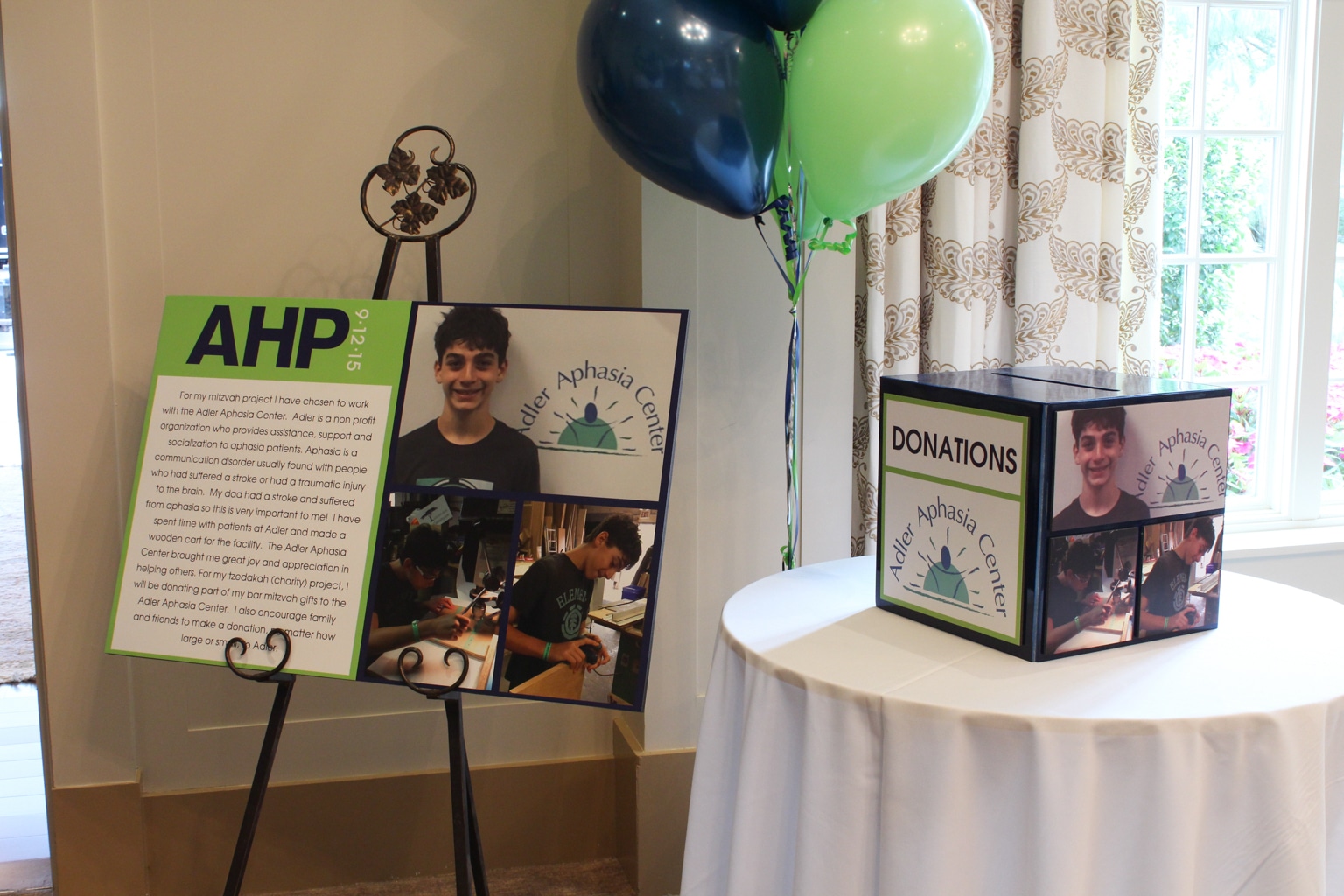 Charity Display with Custom Sign and Donation Box