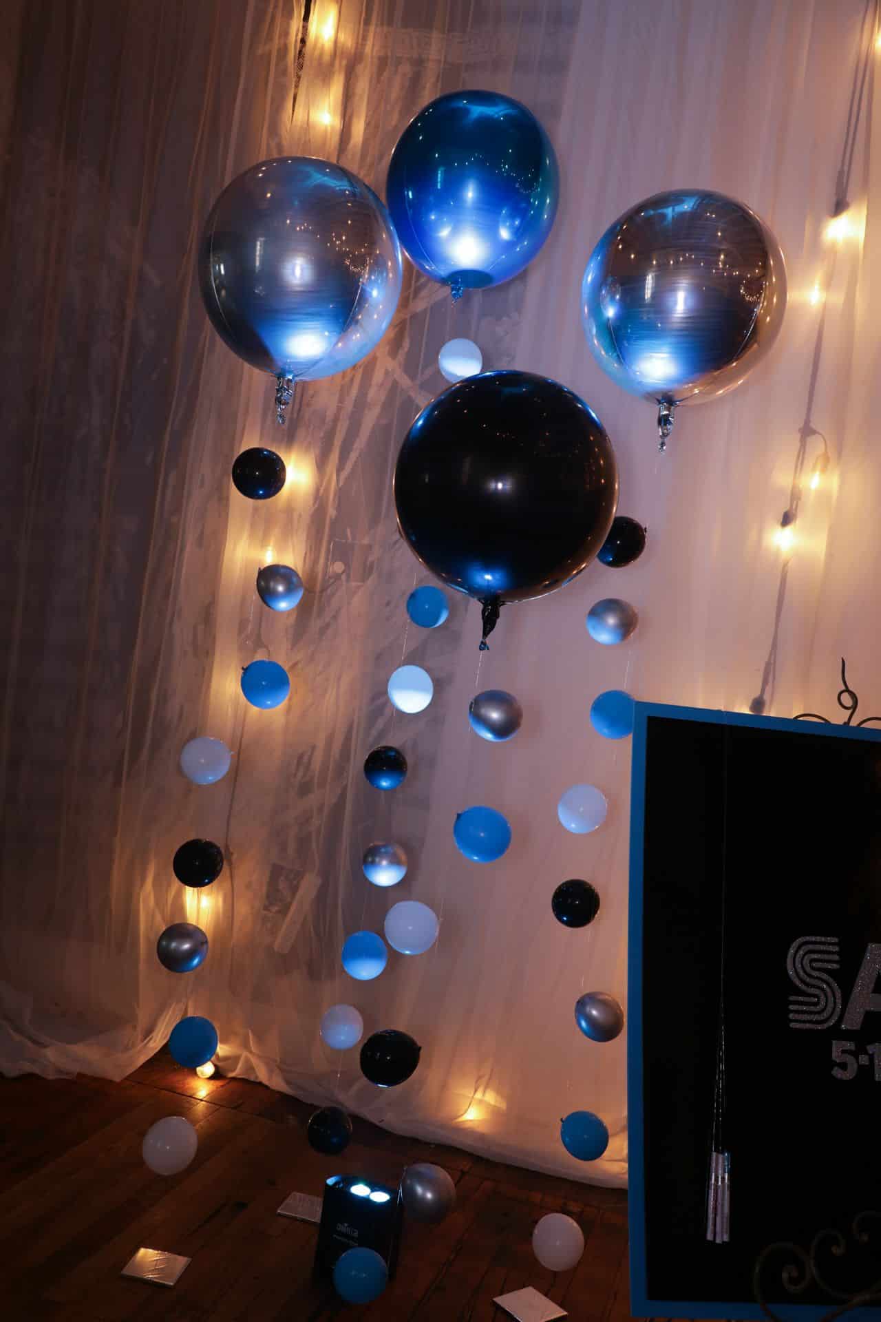 Blue, Black and Silver Metallic Orbz with Bubble Balloon s