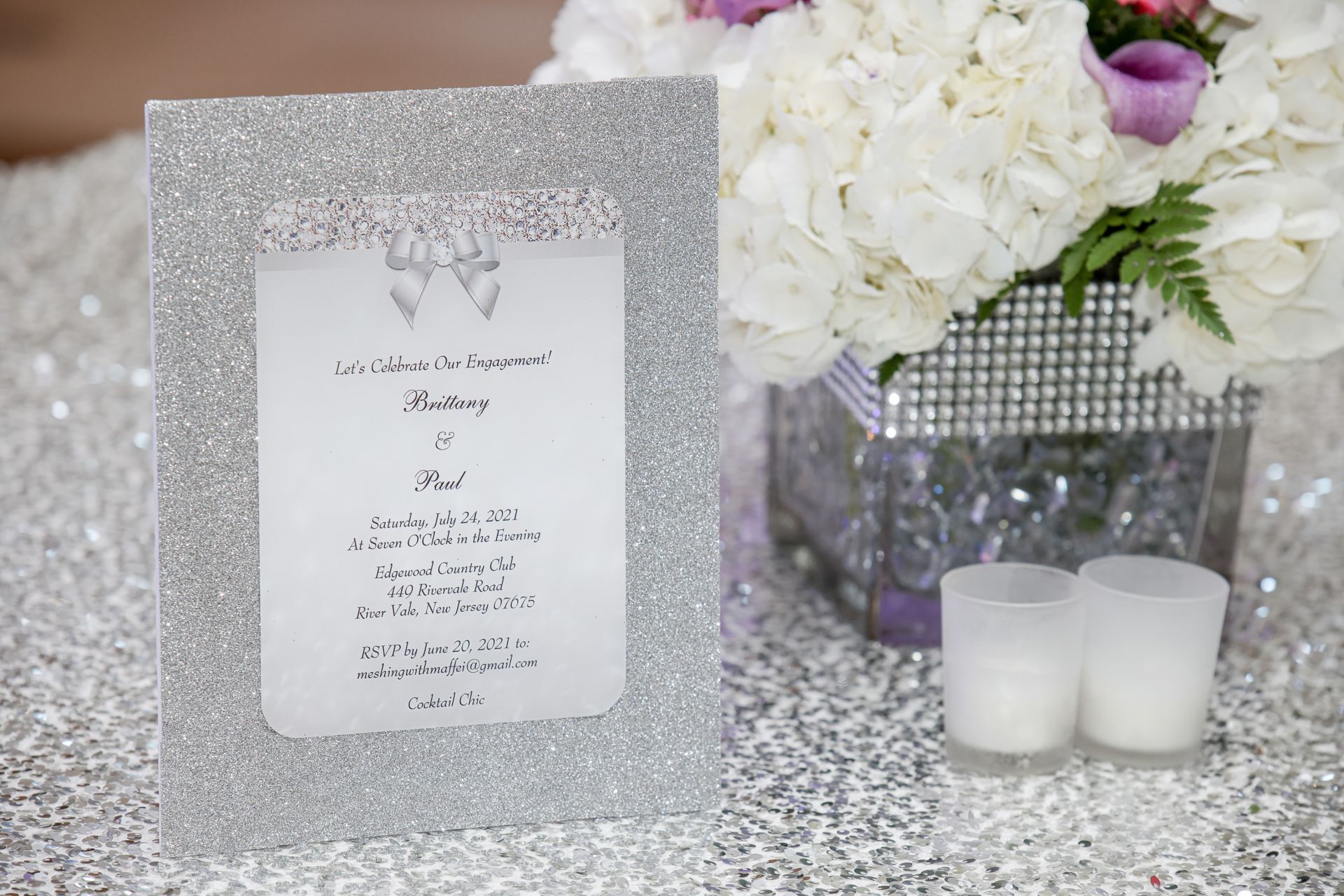 Glitter Free Standing Invitation for Engagement Party