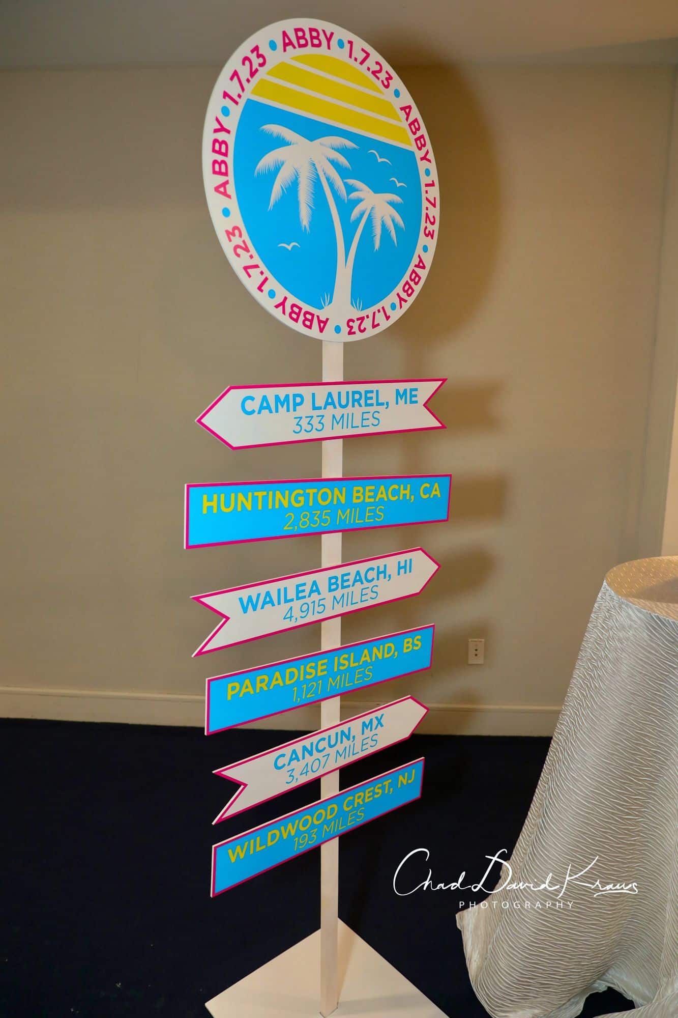 Custom Directional Sign for Beach Themed Bat Mitzvah