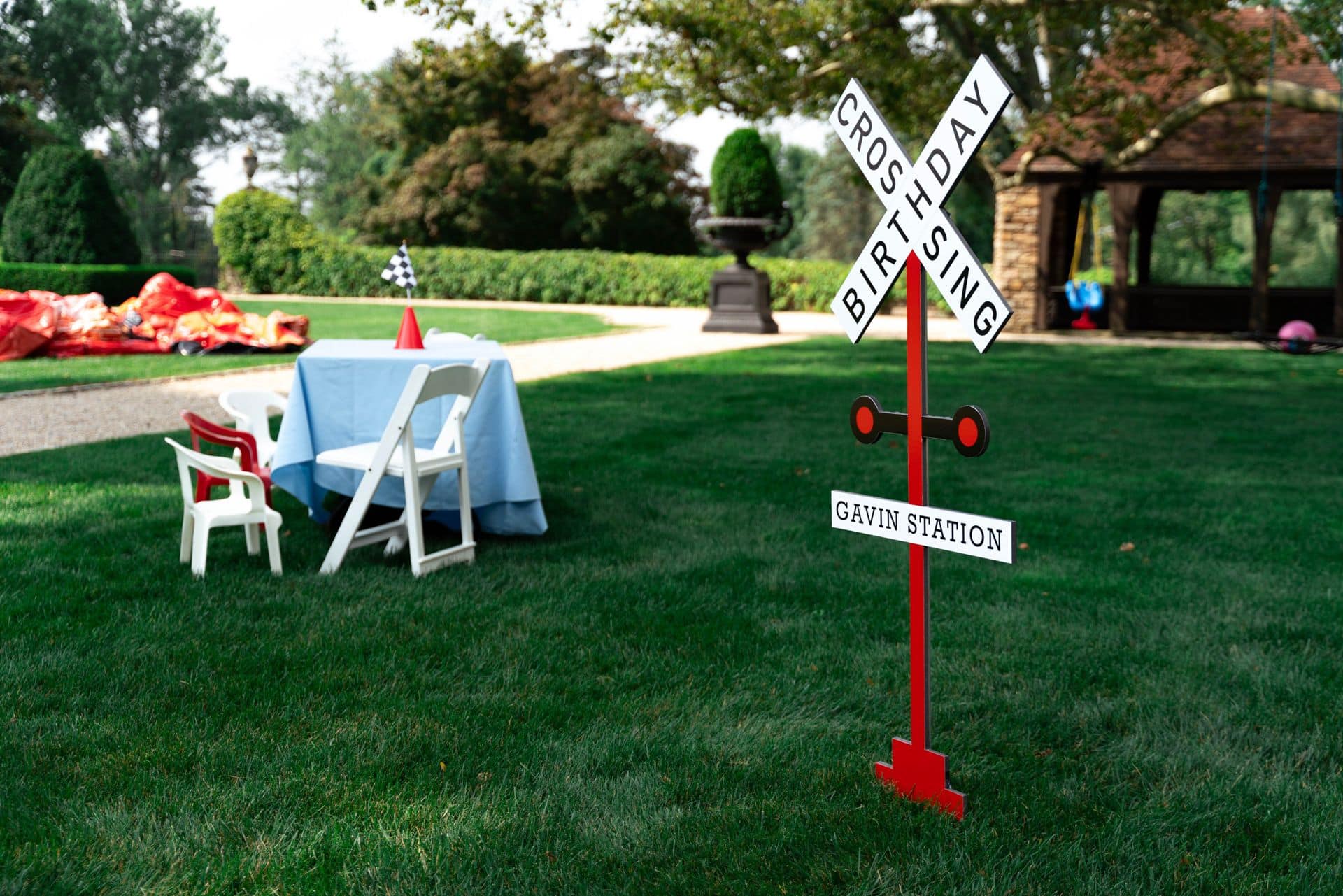 Custom Railroad Sign Cut Out for Birthday Party