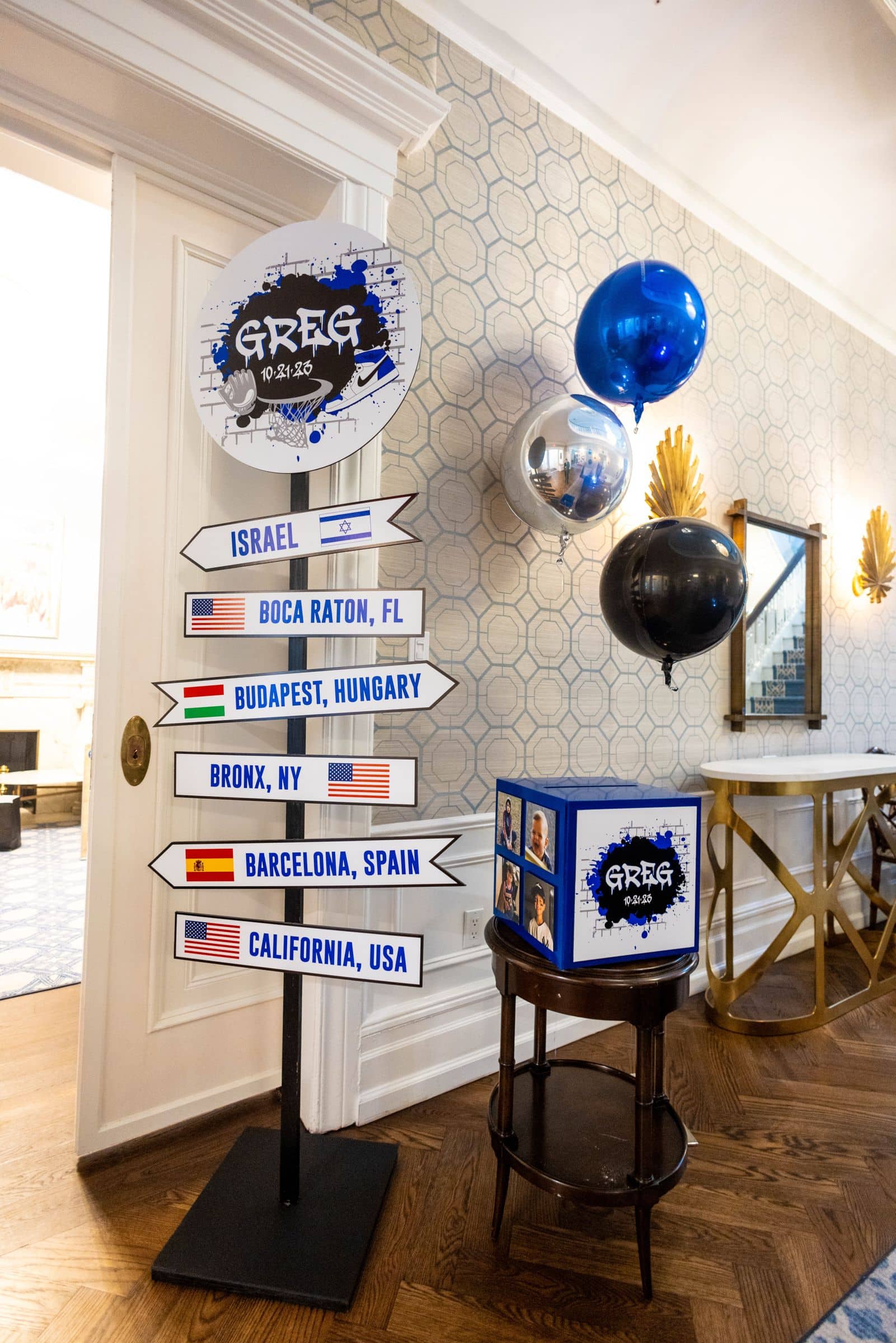 Custom Direction Travel Sign for Bar Mitzvah Entrance Decor