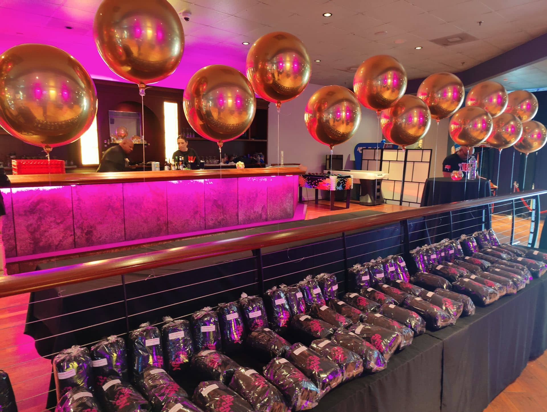 Gold Metallic Orbs on Railing