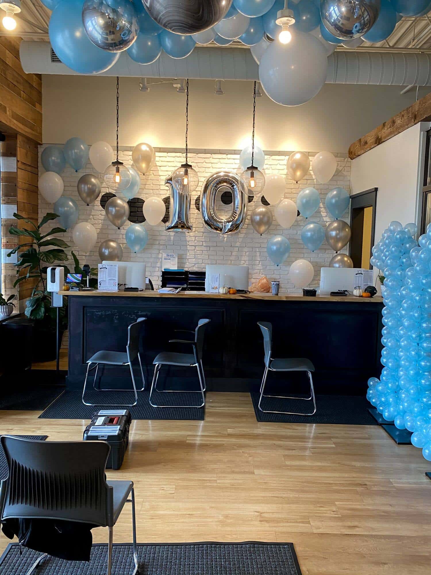 Mylar Number Balloons with Balloon Scape for 10th Anniversary Celebration