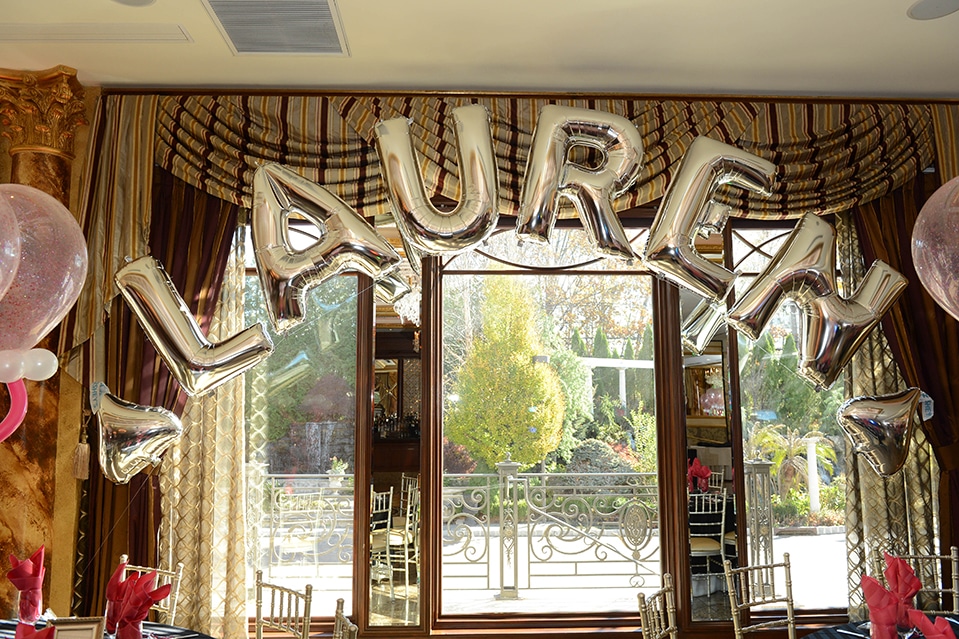 Silver Mylar Name in Balloons with Hershey Kisses