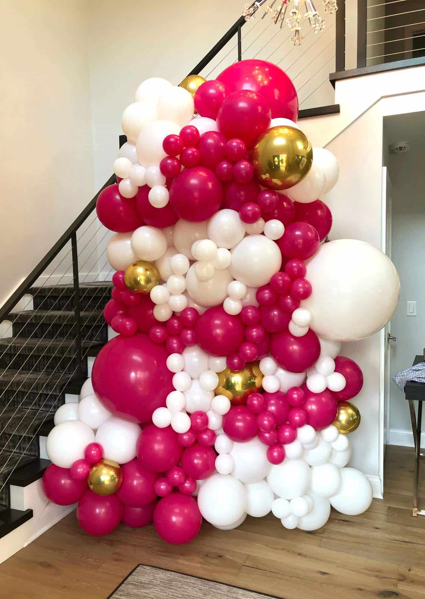 Hot Pink and White Balloon Sculpture for Home Bat Mitzvah Photo OP
