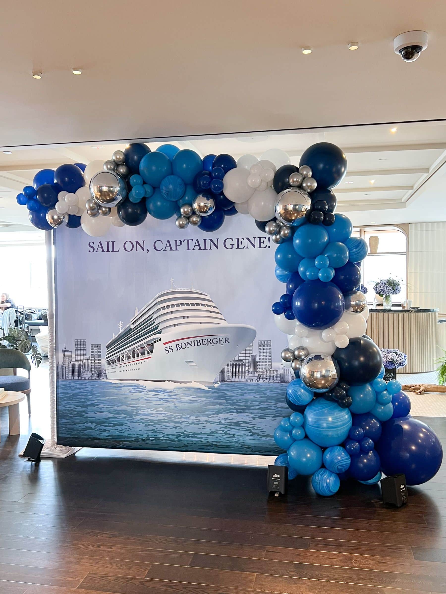 Custom Photo Backdrop with Organic Balloon Garland