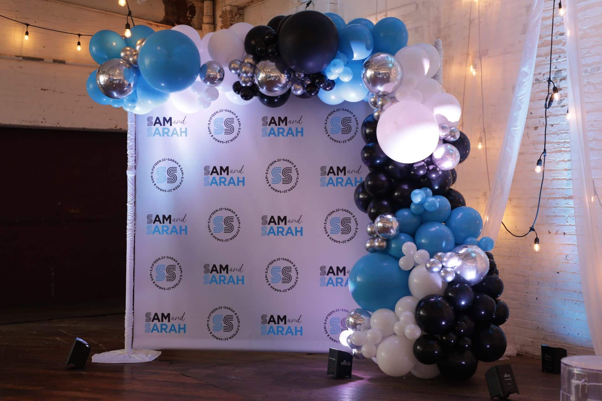 B'nai Mitzvah Step and Repeat Photo Backdrop with Organic Balloon Garland