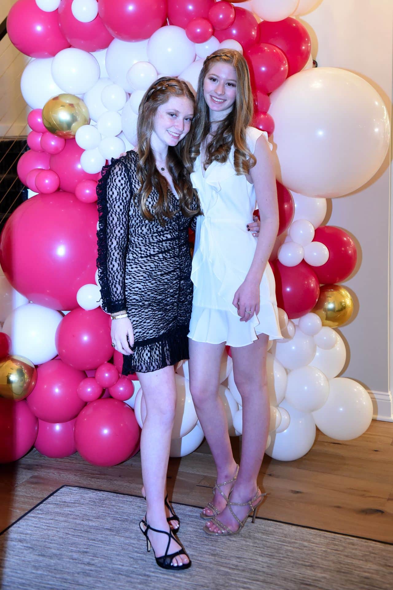 Hot Pink, White and Gold Organic Balloon Sculpture