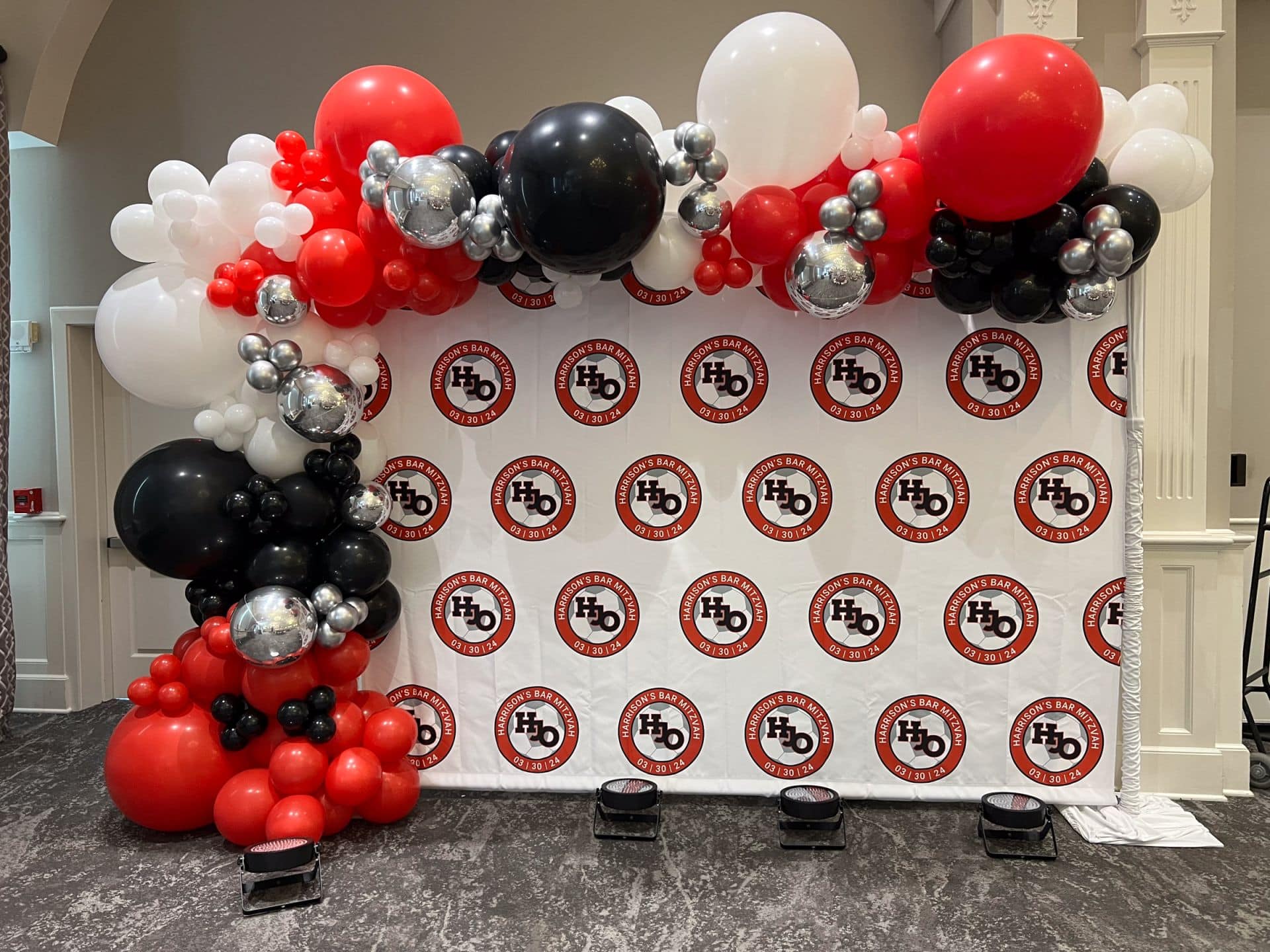 Soccer Organic Balloon Garland and Custom Logo Step and Repeat