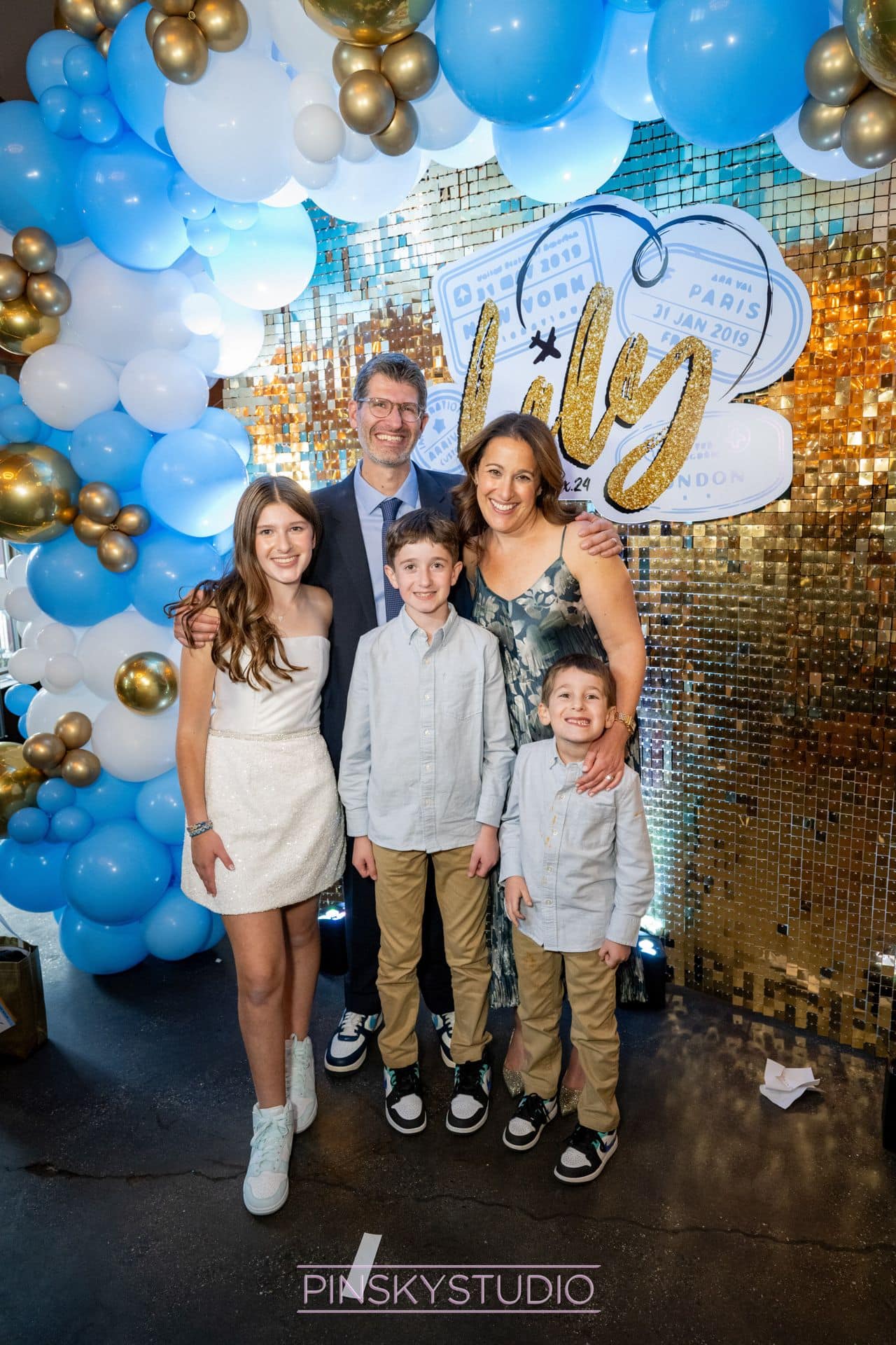 Bat Mitzvah Blue and Gold Balloon Arch