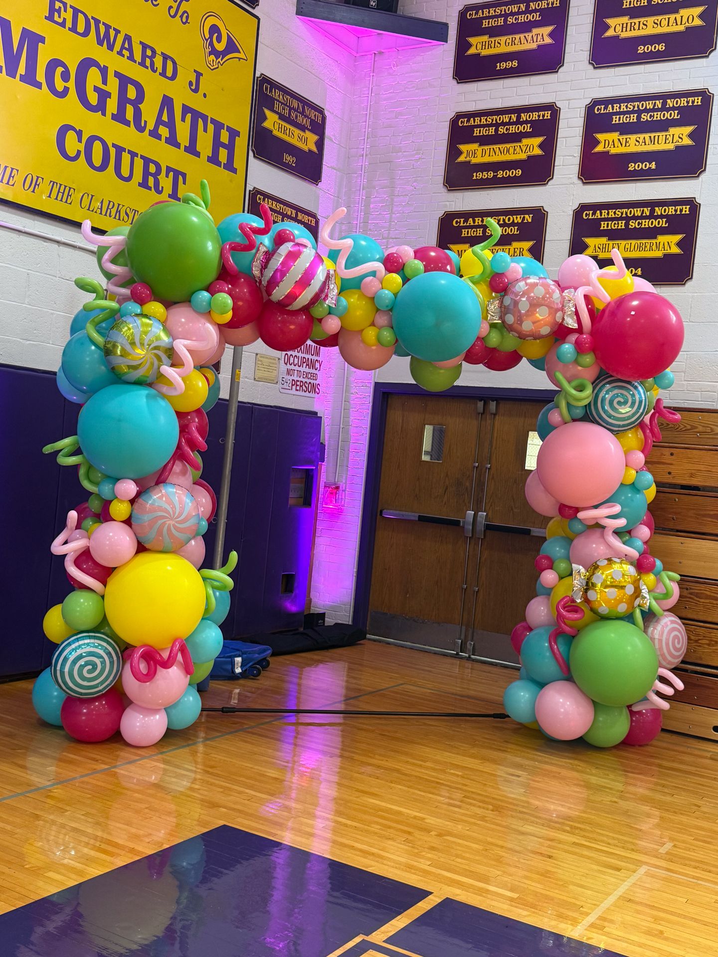 Candy Theme Balloon Arch For a Candy Land Dance at Clarkstown North