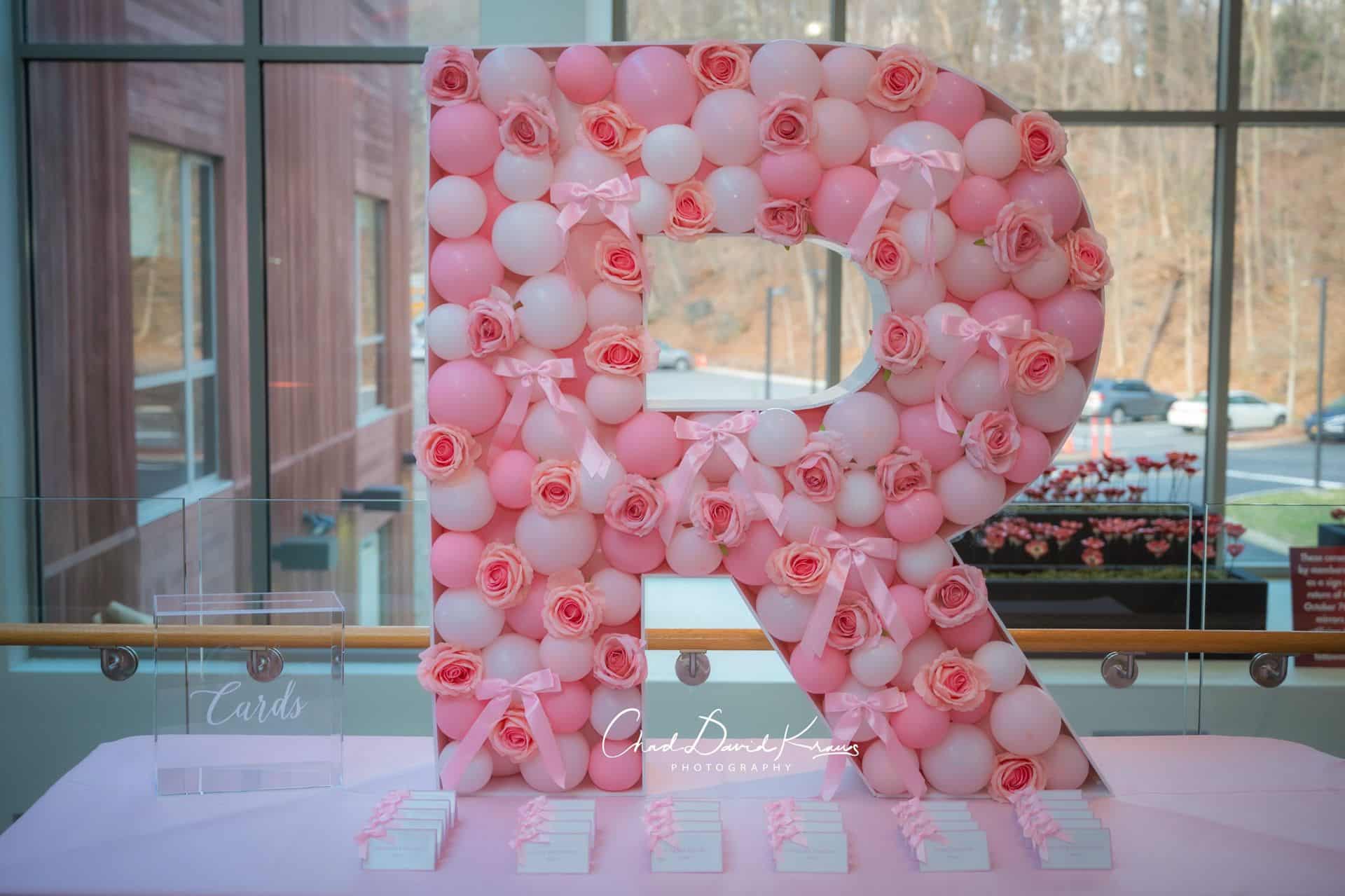 Custom Initial Ballon Mosaic with Roses