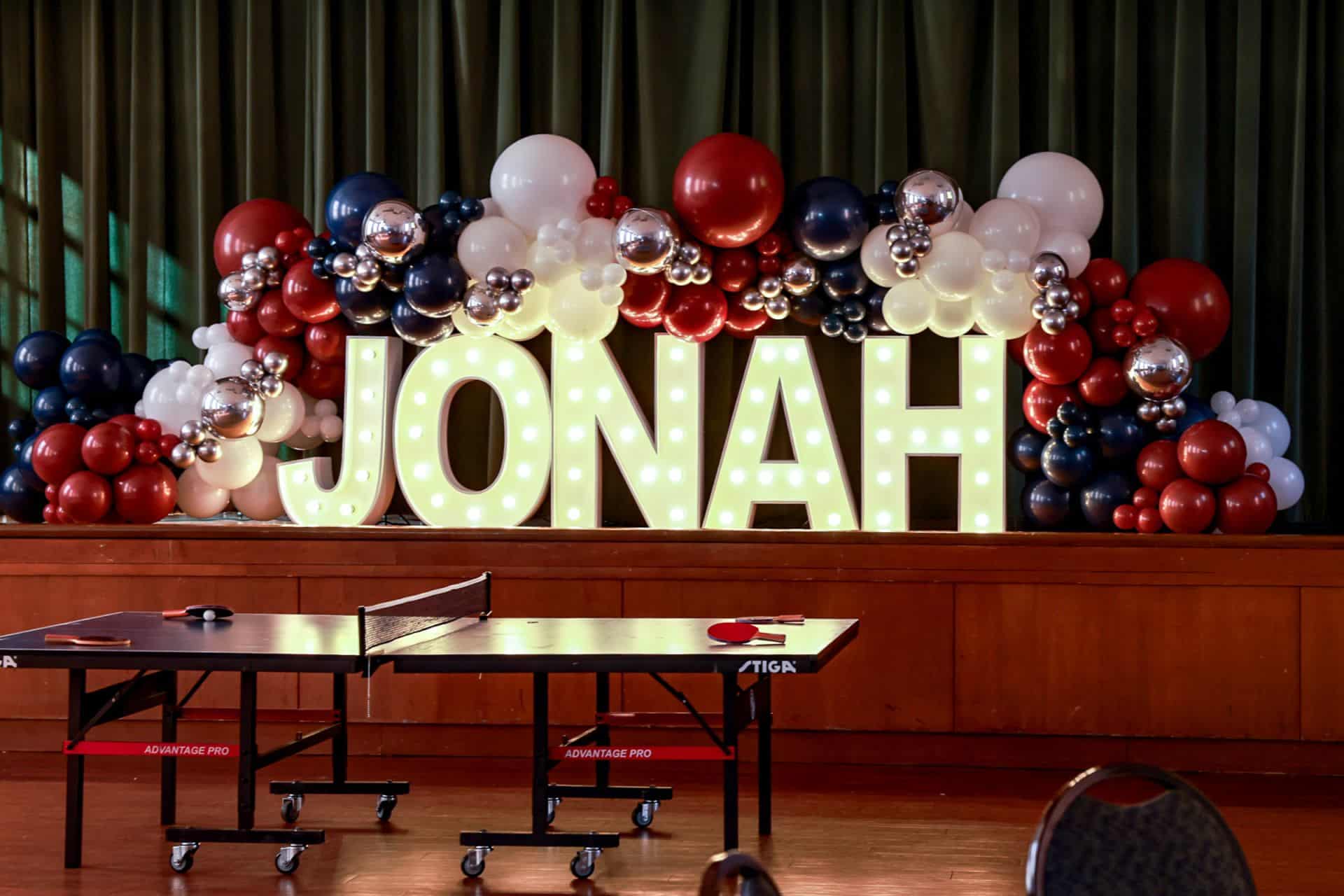 Balloon Sculpture over Marquee Letter