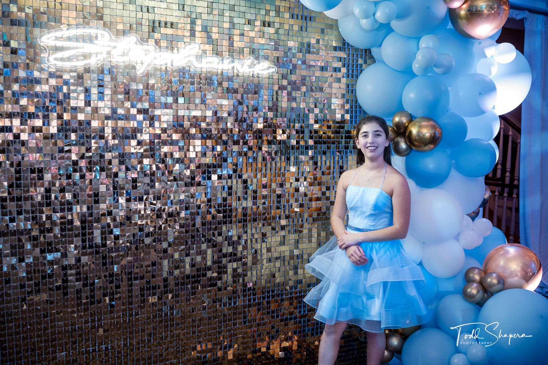 Bat Mitzvah Light Blue Balloon Garland