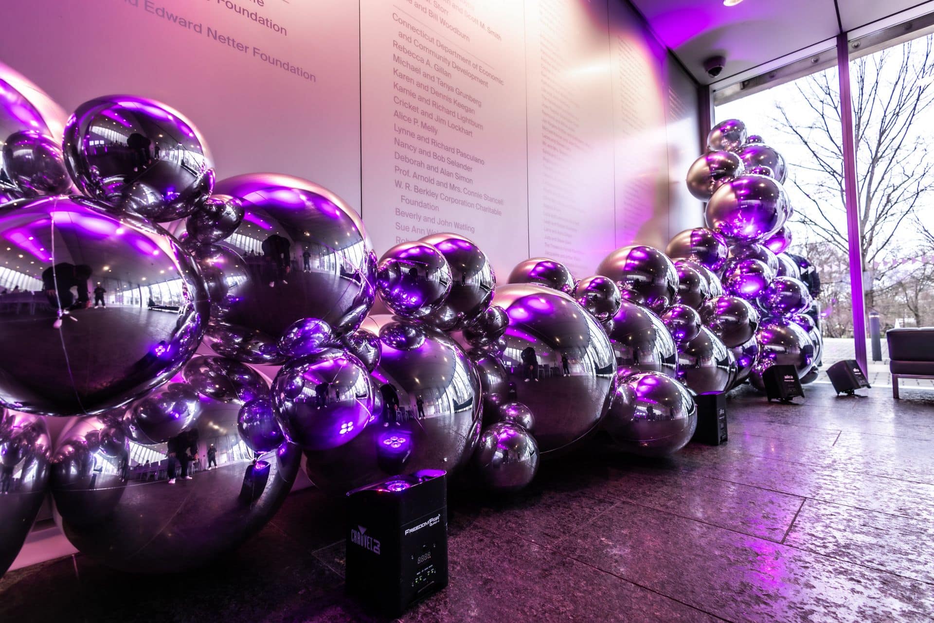 Silver Orbs Garland at Entrance