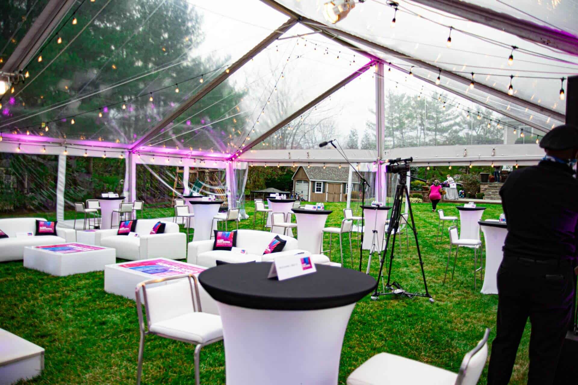 Outdoor Tent Event with Custom LED Furniture for 40th Birthday