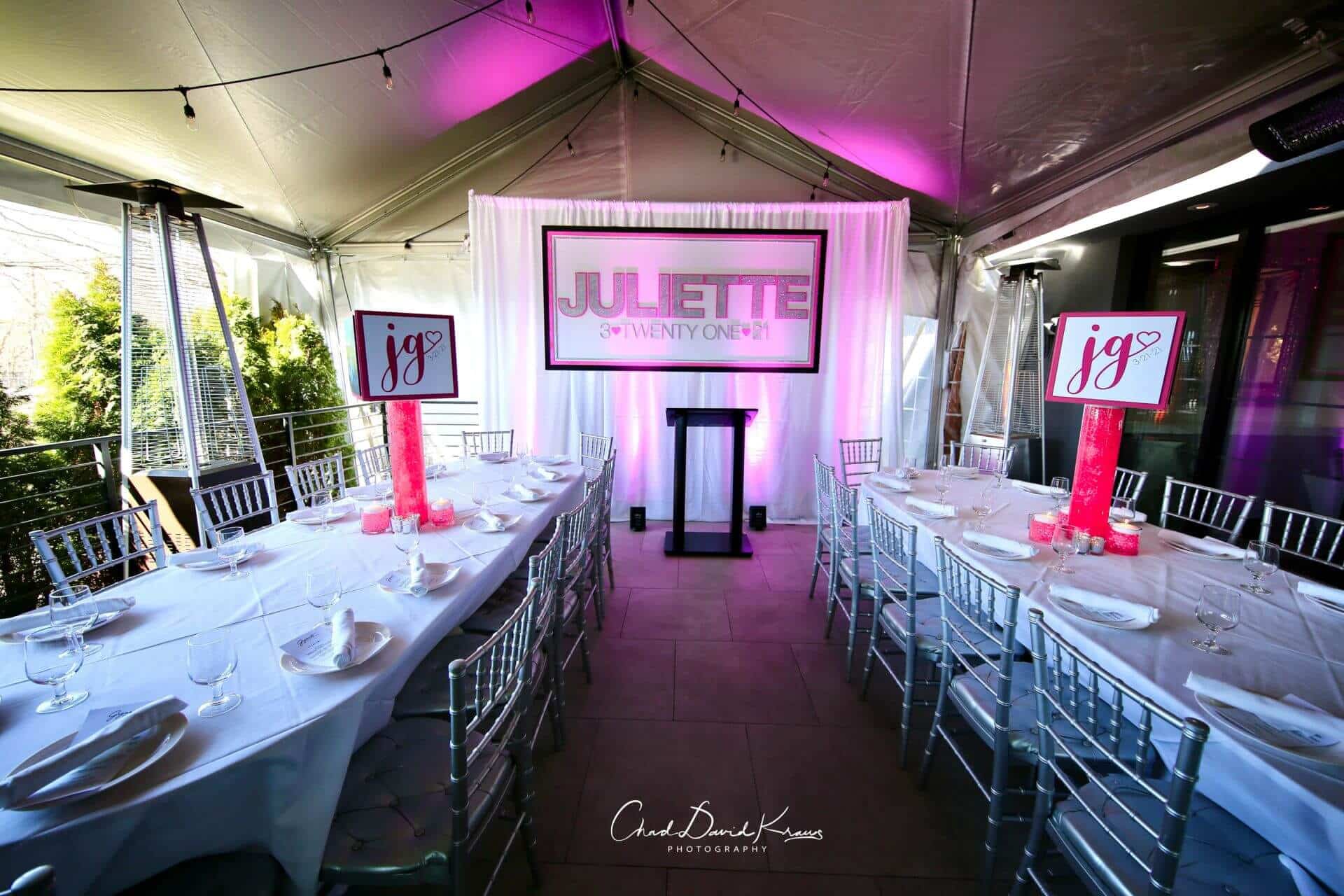 Backdrop for Tent Bat Mitzvah Service