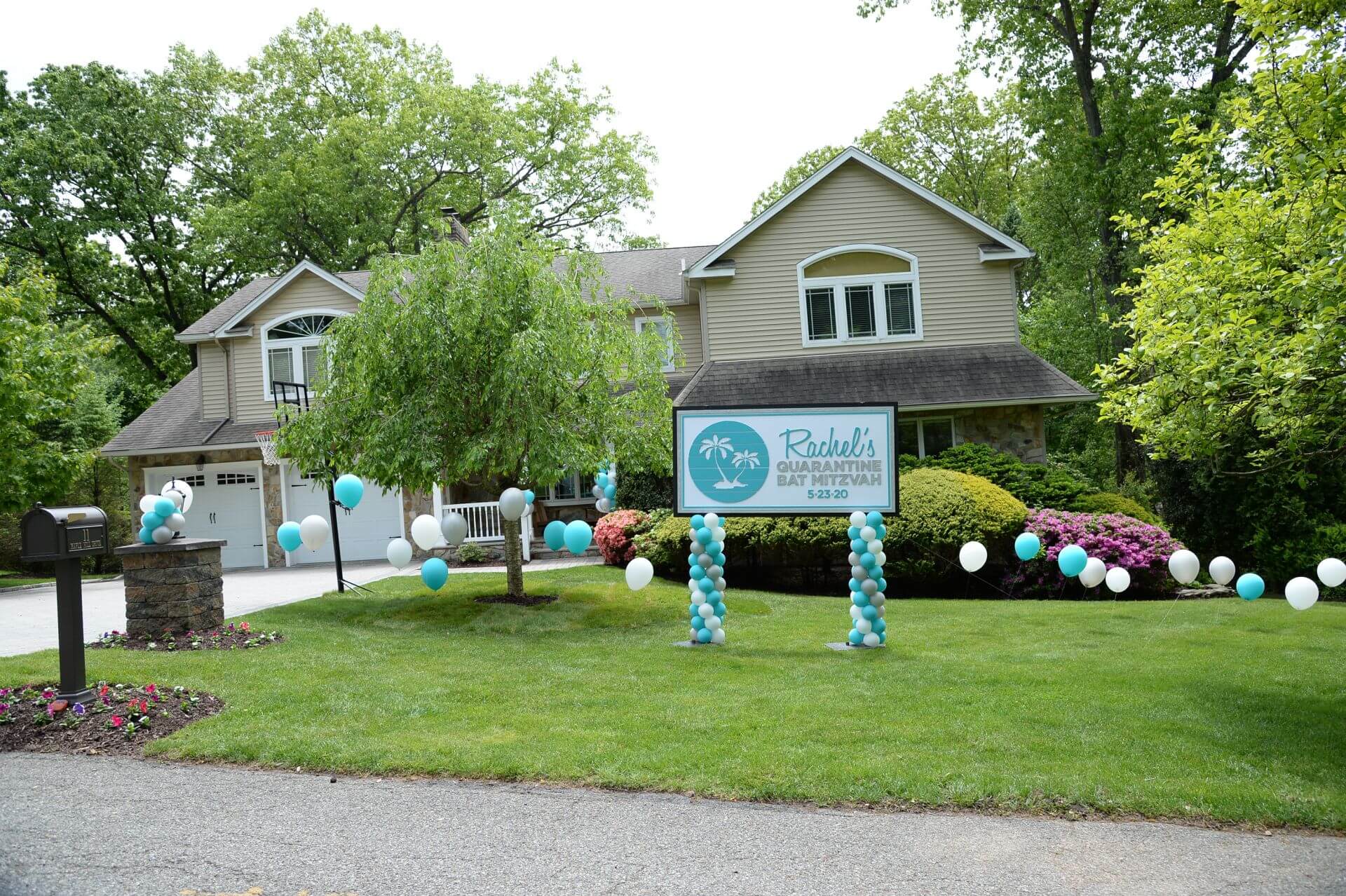 Custom Logo Backdrop with Balloon Scape for Drive By Bat Mitzvah