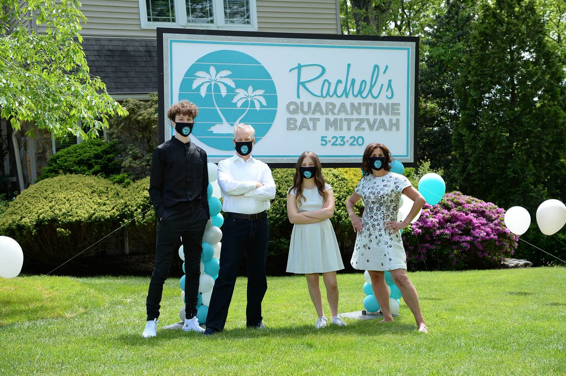 Custom Logo Backdrop with Balloon Scape for Drive By Bat Mitzvah