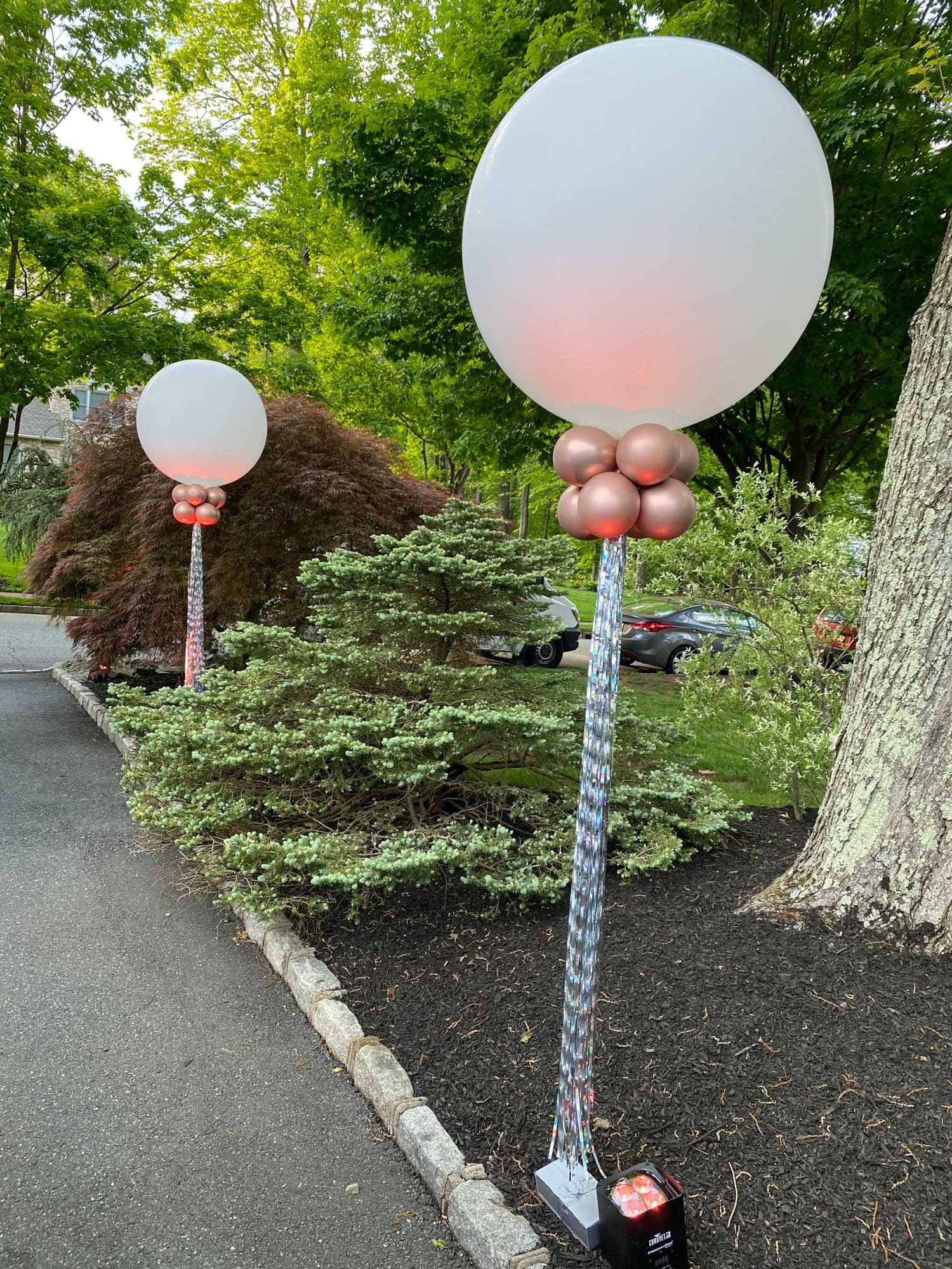 LED Free Standing Balloon with Tassels Around Driveway for Outdoor Party Decor