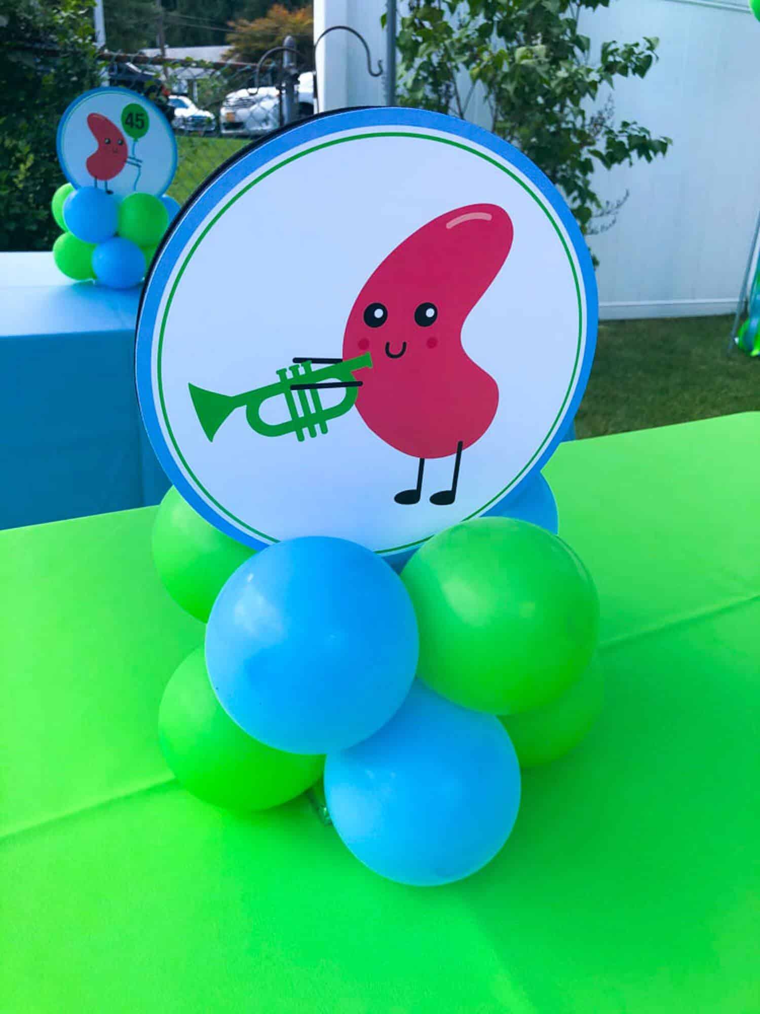 Balloon Centerpiece with Custom Logo for Kidney Anniversary Party