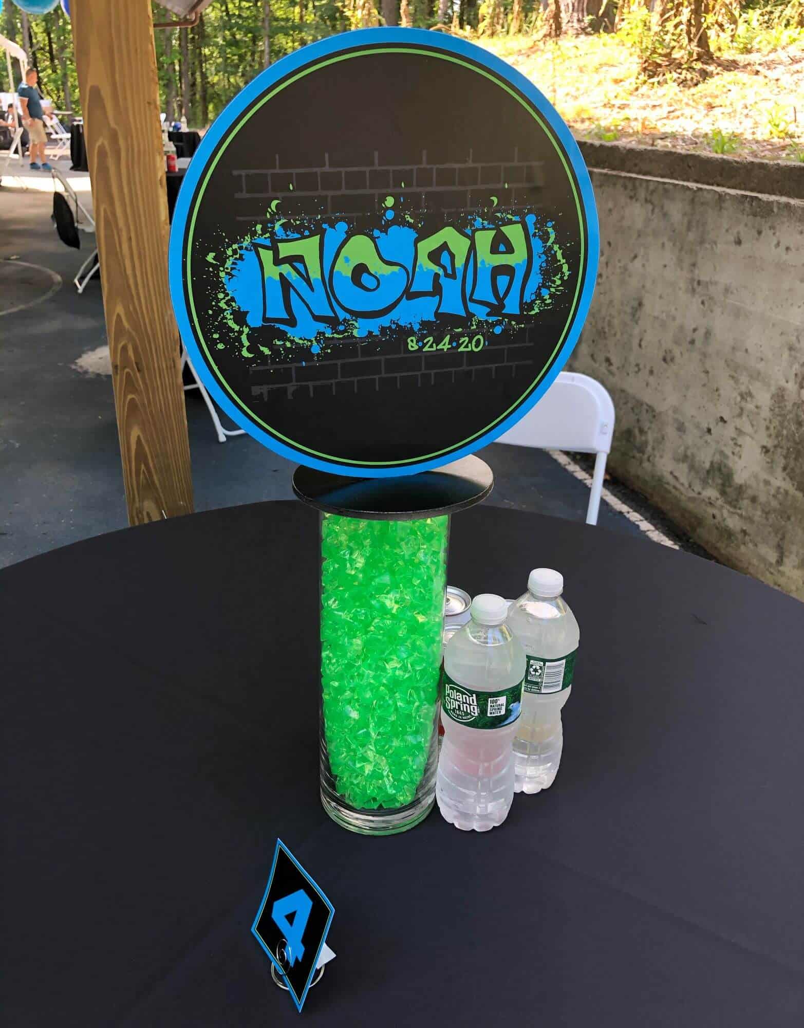 Custom Logo Centerpiece for Outdoor Bar Mitzvah