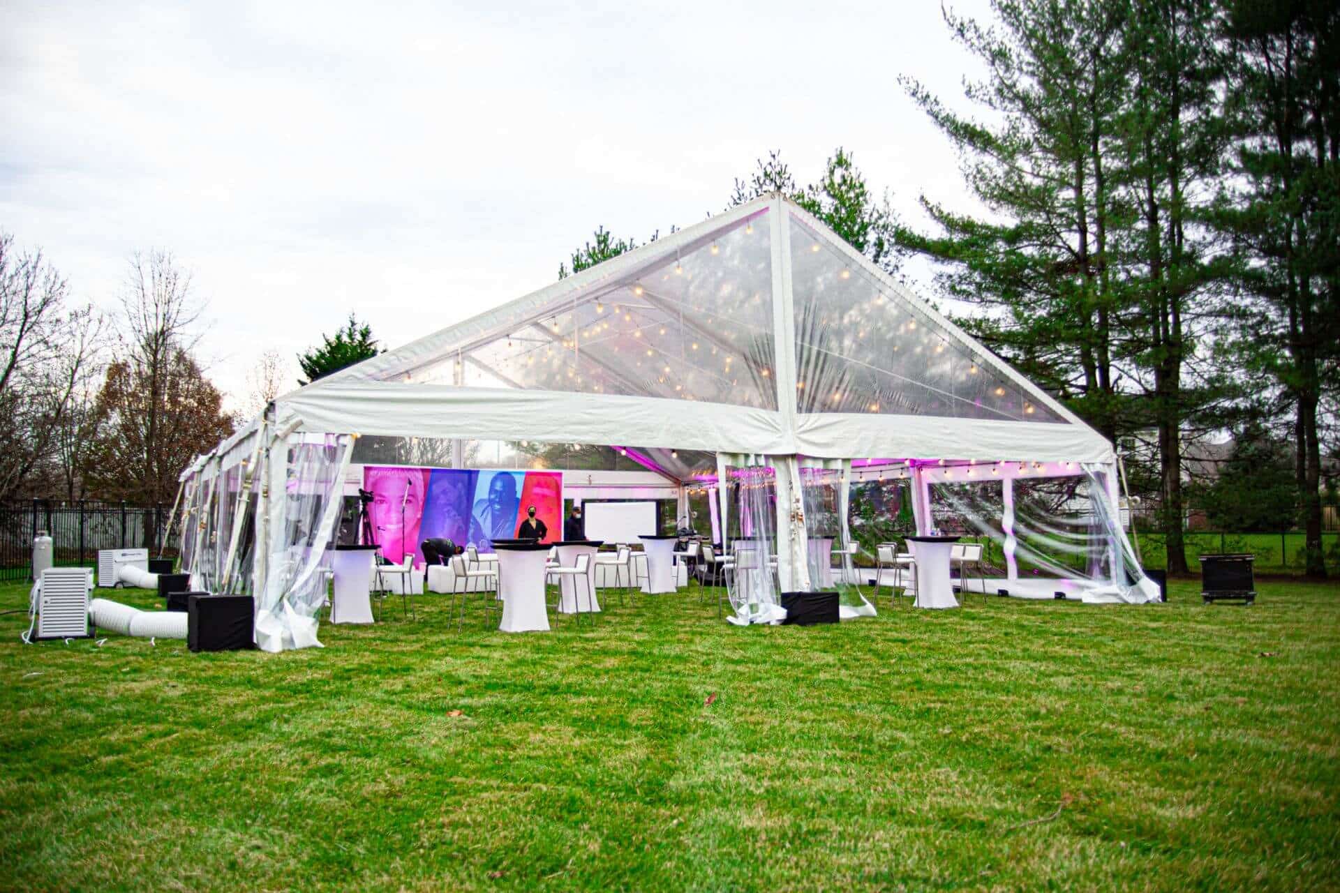 LED High Top Tables for Outdoor Tent Event