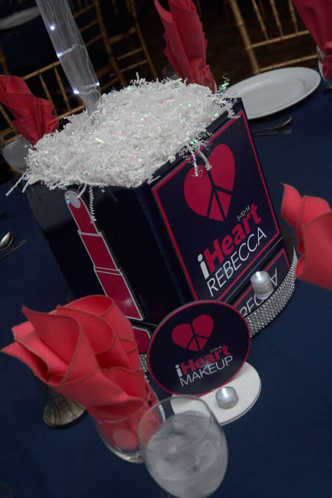 Everything Girl Themed Bat Mitzvah Centerpiece with Themed Clipart and Custom Logo