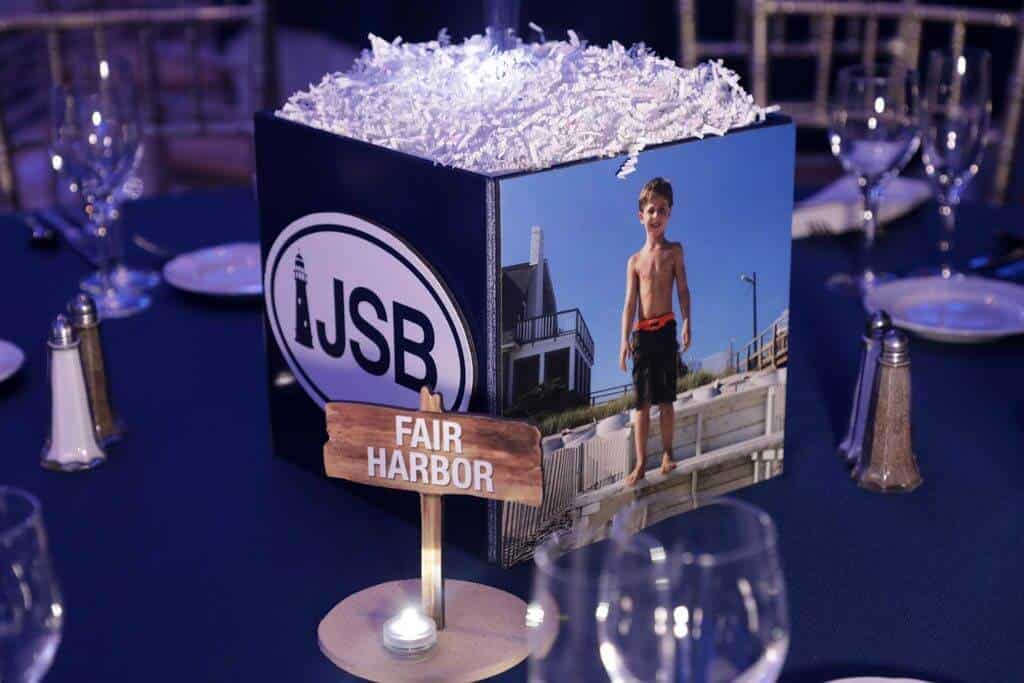 Fire Island Photo Cube Centerpiece with Custom Logo