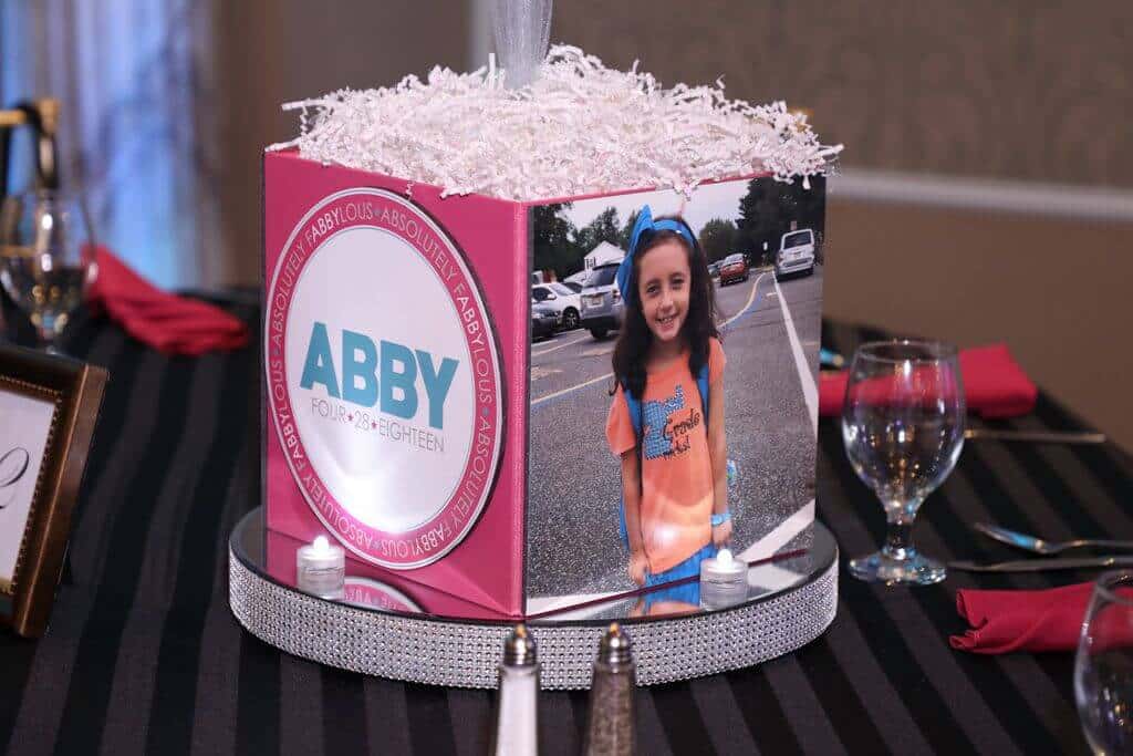 Bat Mitzvah Photo Cube Centerpiece with Custom Logo and LED Bling Base