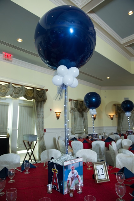 Baseball Themed Centerpiece with Player Photos and Team Logos