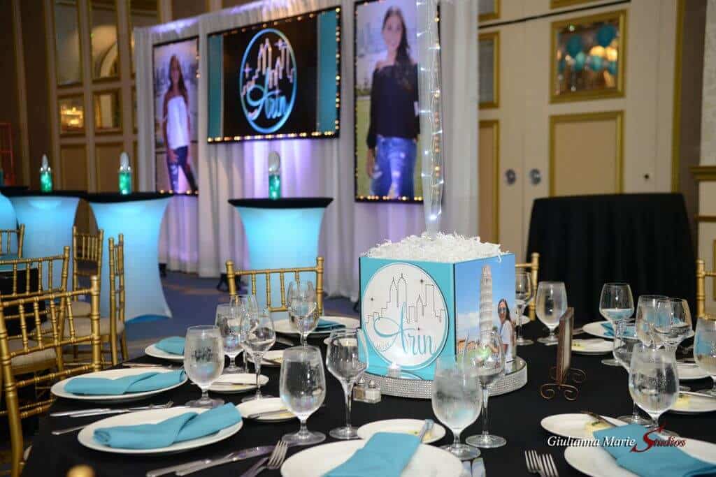 NYC Themed Bat Mitzvah Photo Cube with Photo and Logo