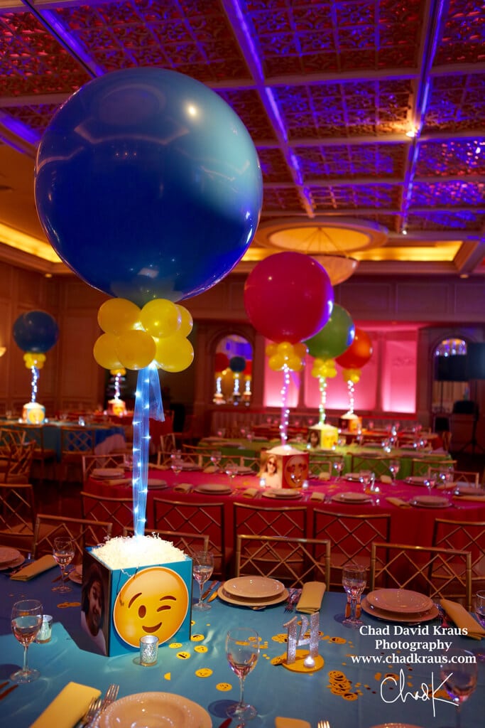 Emoji Themed Photo Cube with 36" Balloons and Lights