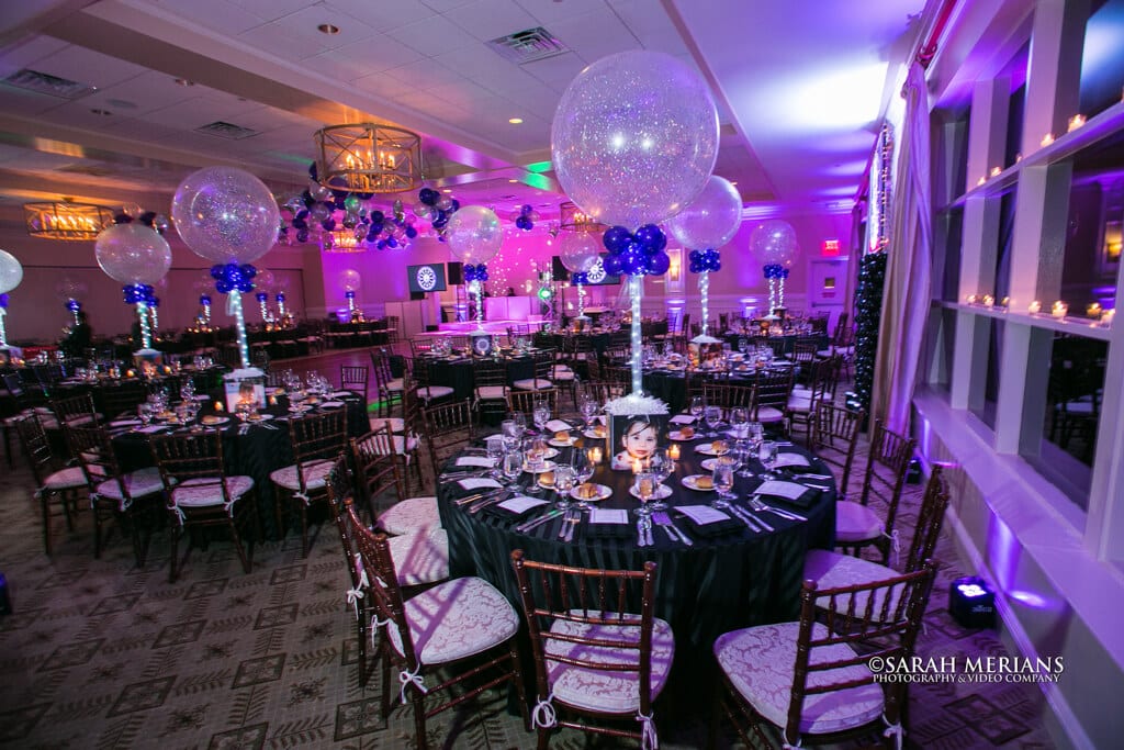 Photo Cube Centerpiece with Sparkle Balloons and Lights