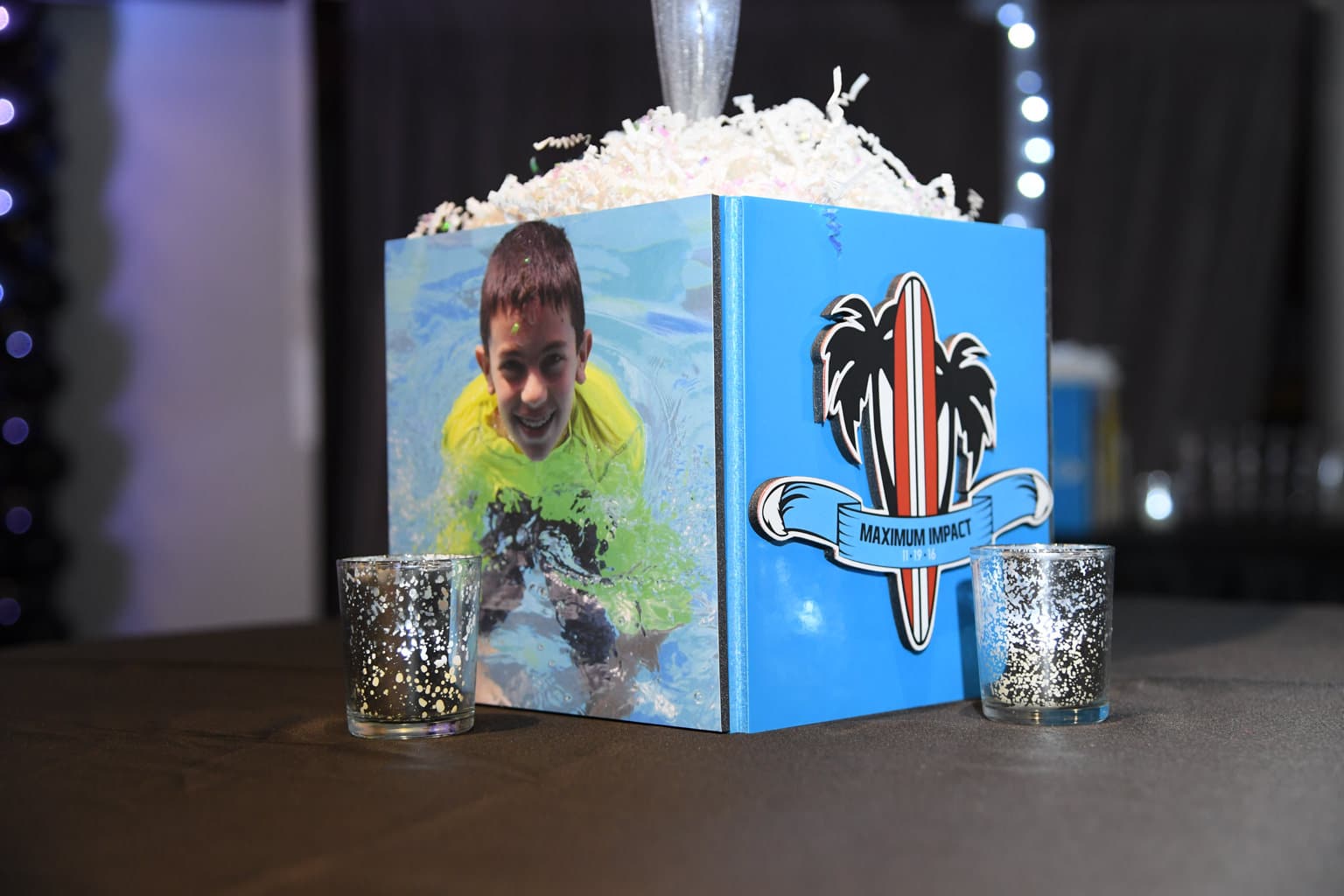 Surf Themed Photo Cube with Photos and Custom Logo